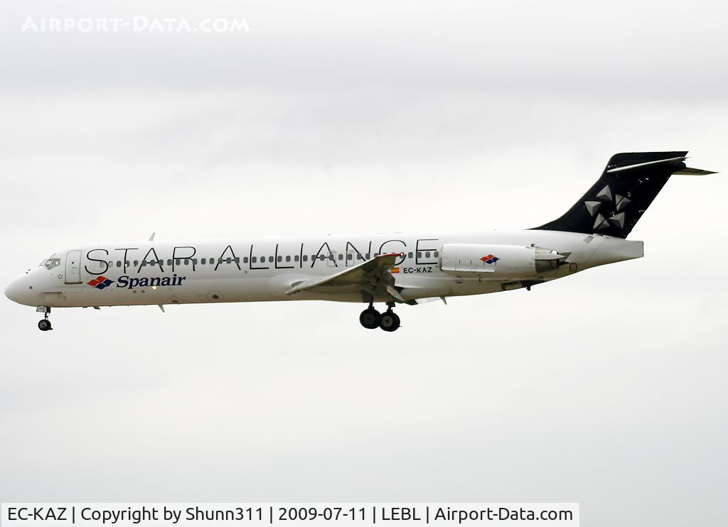 EC-KAZ, 1988 McDonnell Douglas MD-87 (DC-9-87) C/N 49614, Landing rwy 25R in full Star Alliance c/s