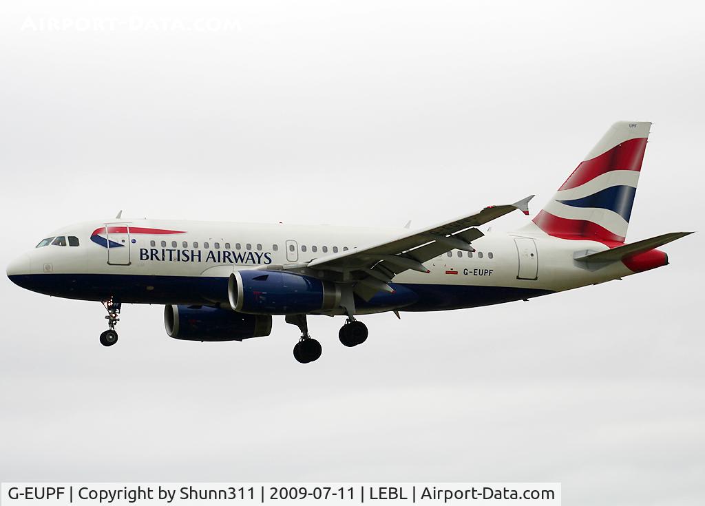 G-EUPF, 2000 Airbus A319-131 C/N 1197, Landing rwy 25R
