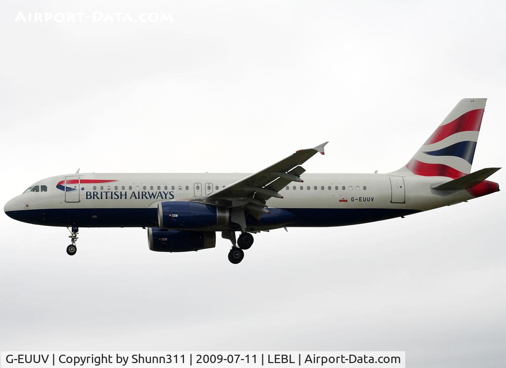 G-EUUV, 2008 Airbus A320-232 C/N 3468, Landing rwy 25R