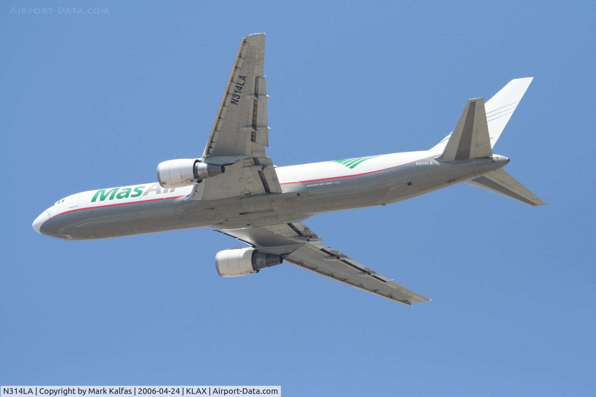 N314LA, 2001 Boeing 767-316F C/N 32573, MAS Air Boeing 767-316F, N314LA departs RWY 25L KLAX