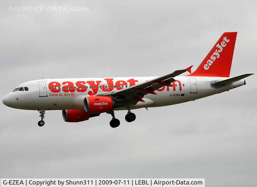 G-EZEA, 2003 Airbus A319-111 C/N 2119, Landing rwy 25R
