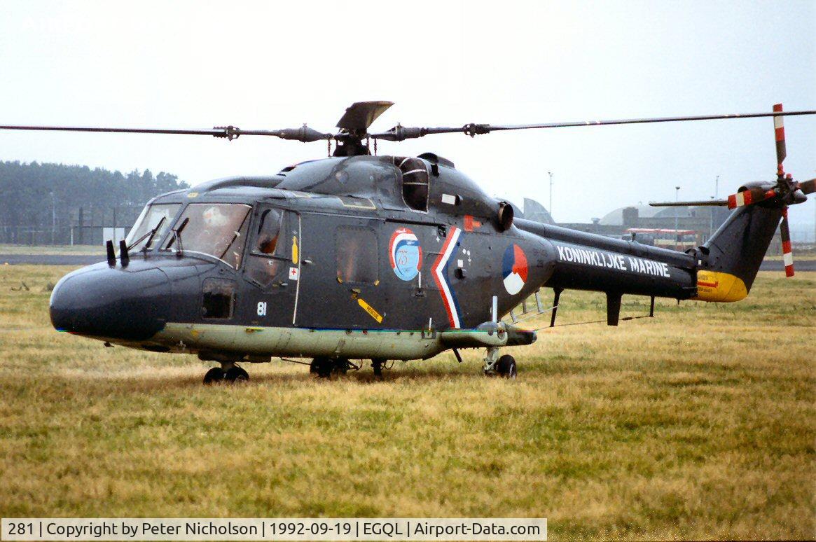 281, Westland SH-14D Lynx C/N 211, SH-14D Lynx of 860 Squadron Royal Netherlands Navy at the 1992 Leuchars Airshow.