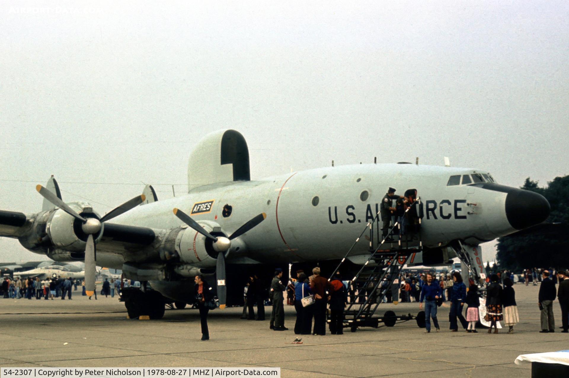 54-2307, 1954 Lockheed EC-121T Warning Star C/N 1049A-4389, Warning Star of the 79th Airborne Early Warning Squadron on display at the 1978 Mildenhall Air Fete.
