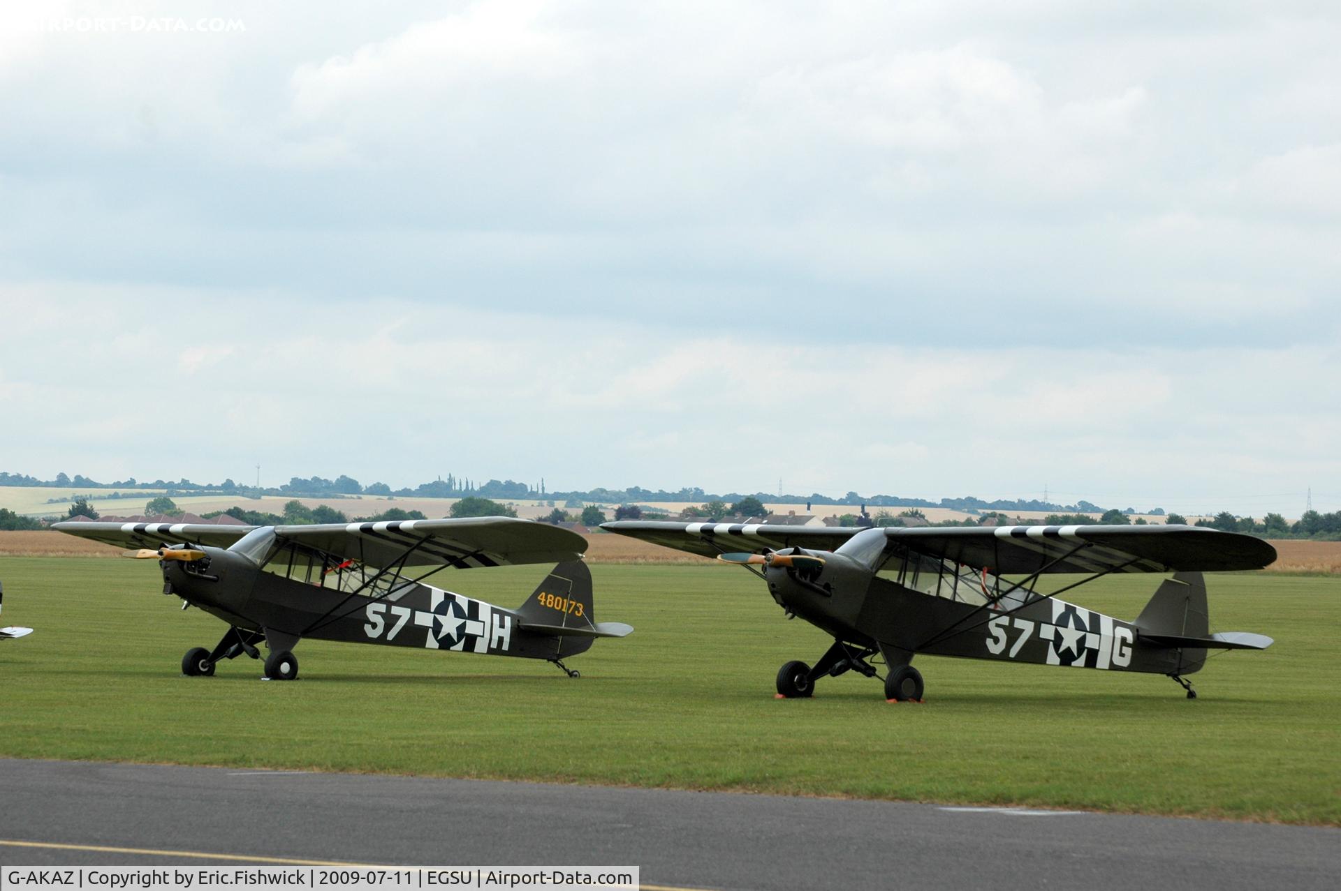 G-AKAZ, 1944 Piper L-4A Grasshopper C/N AN-1, 5. A pair of Piper Cubs at Duxford Flying Legends Air Show July 09