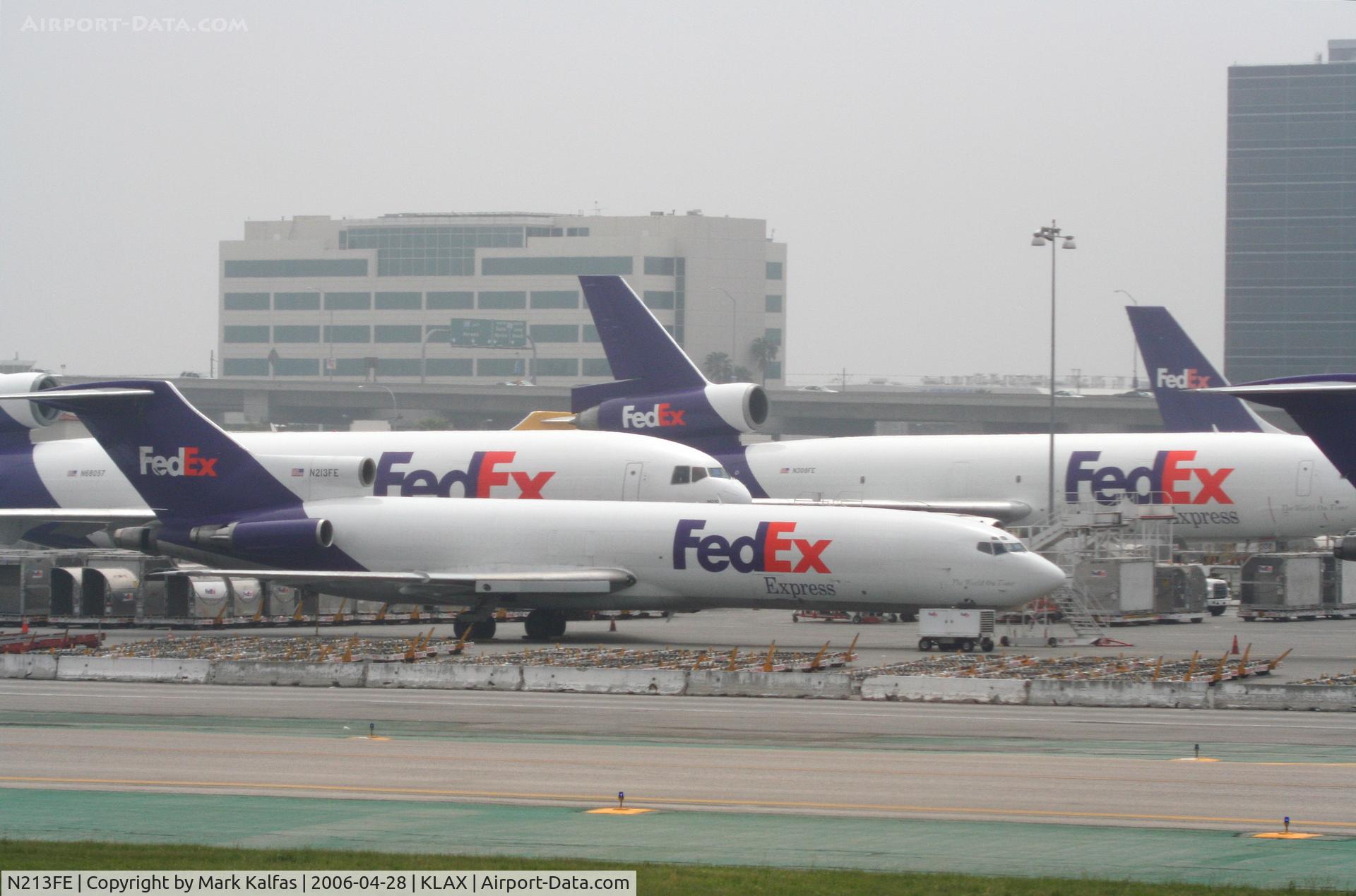 N213FE, 1984 Boeing 727-2S2F C/N 22935, Fed Ex Boeing 727-2S2F, N213FE on a foggy ramp KLAX