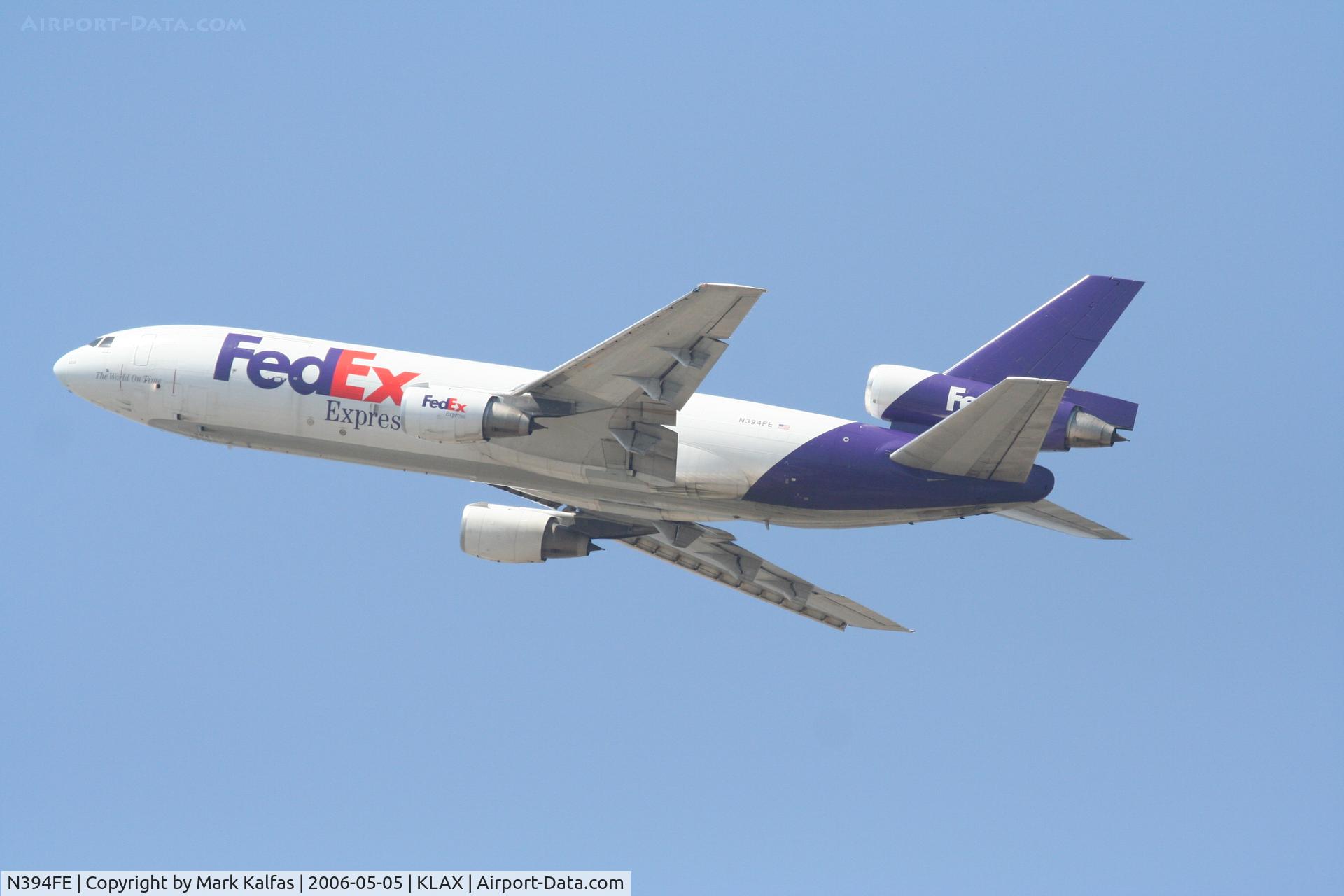 N394FE, 1975 McDonnell Douglas MD-10-10F C/N 46628, Fed Ex Boeing DC-10-10F, N394FE Departing 25L KLAX
