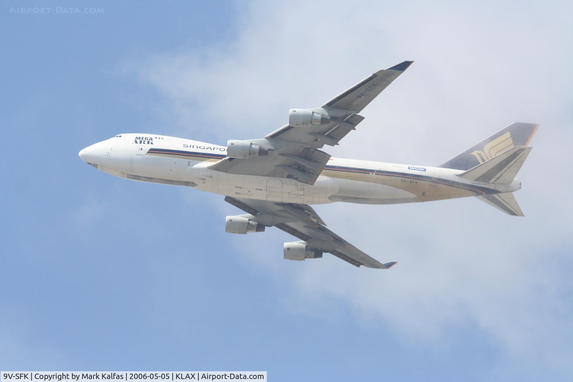9V-SFK, 1997 Boeing 747-412F/SCD C/N 28023, Singapore 747-412F, 9V-SFK, busting through the layer departing 25L KLAX