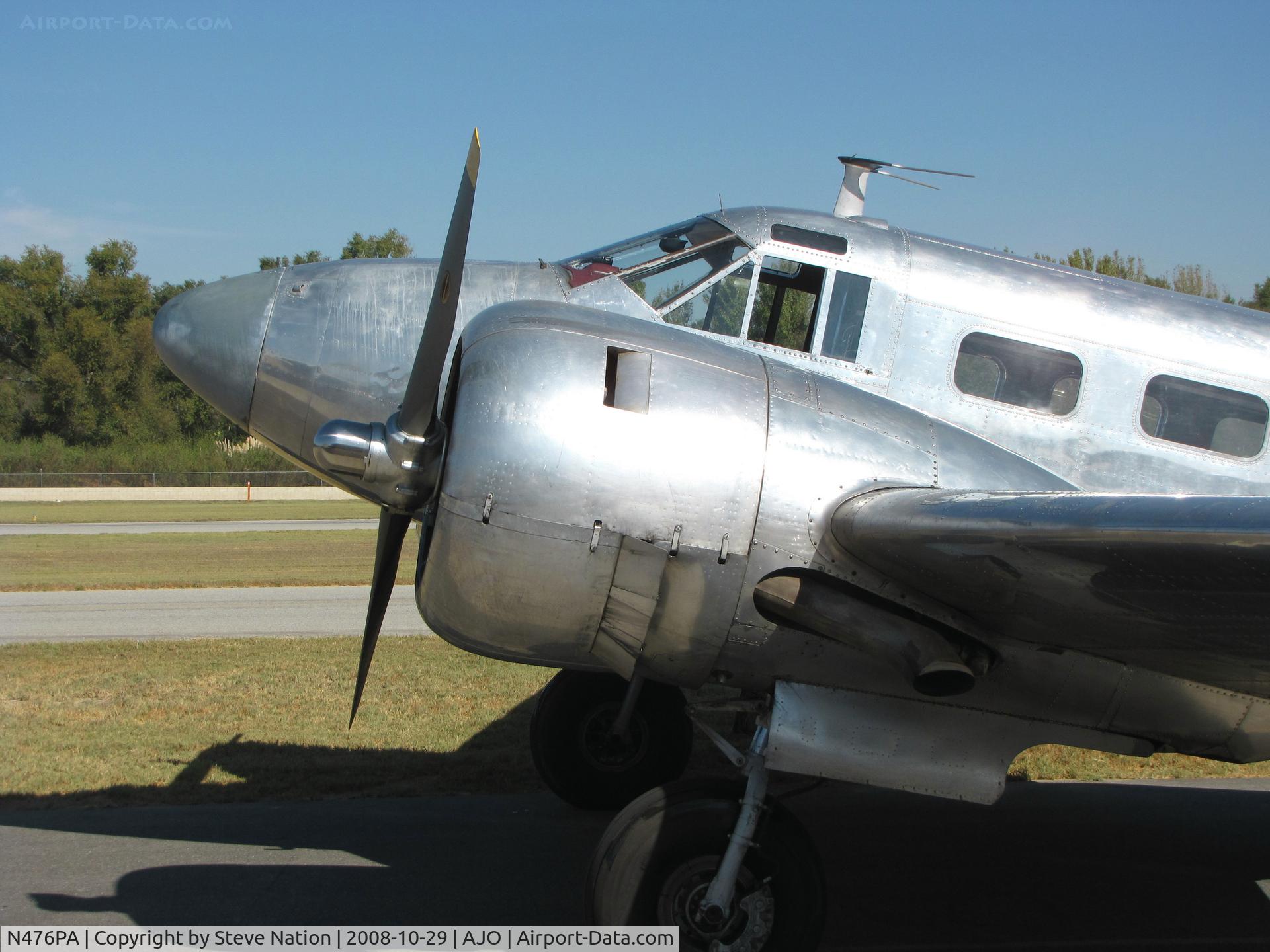 N476PA, 1952 Beech Expeditor 3NM (D18S) C/N CA-265, Close-up nose + engine on all silver 1952 Beech 3NM (C-45) @ 