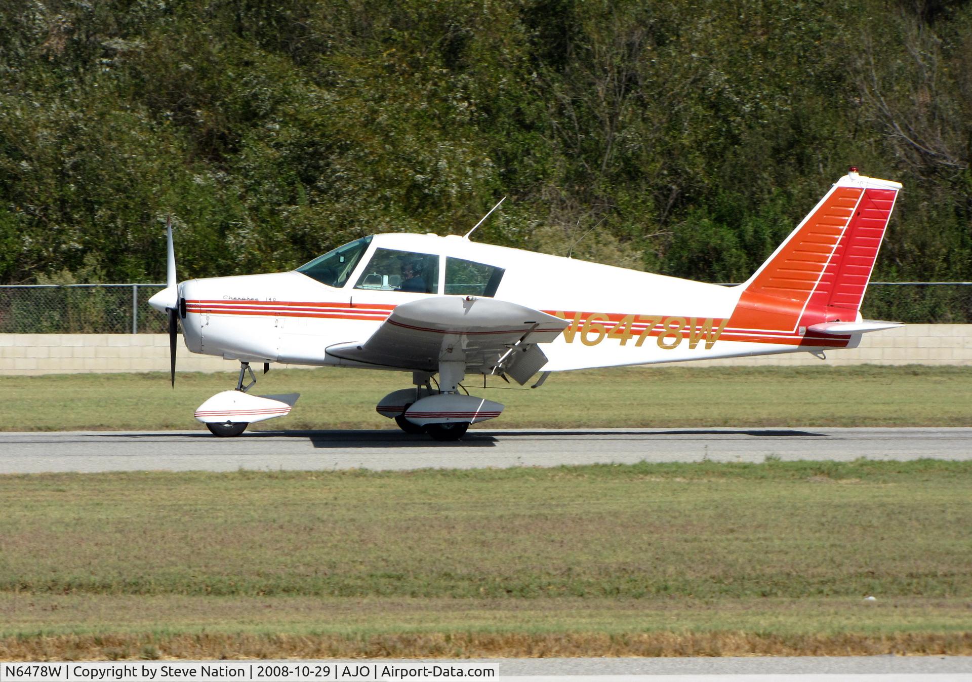 N6478W, 1964 Piper PA-28-140 C/N 28-20552, 1964 Piper PA-28-140 landing @ 