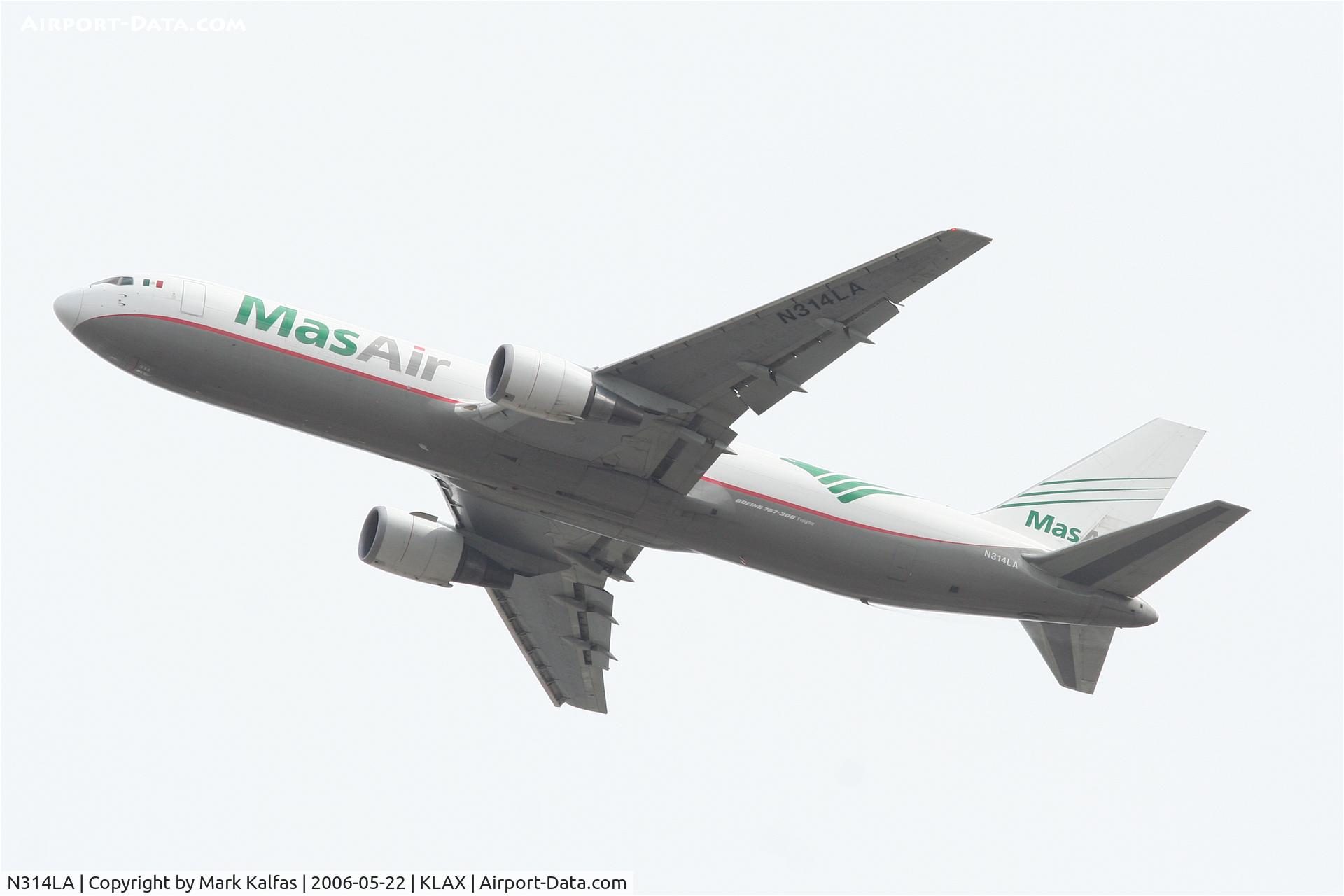 N314LA, 2001 Boeing 767-316F C/N 32573, MAS Air Boeing 767-316F, N314LA departs RWY 25L KLAX