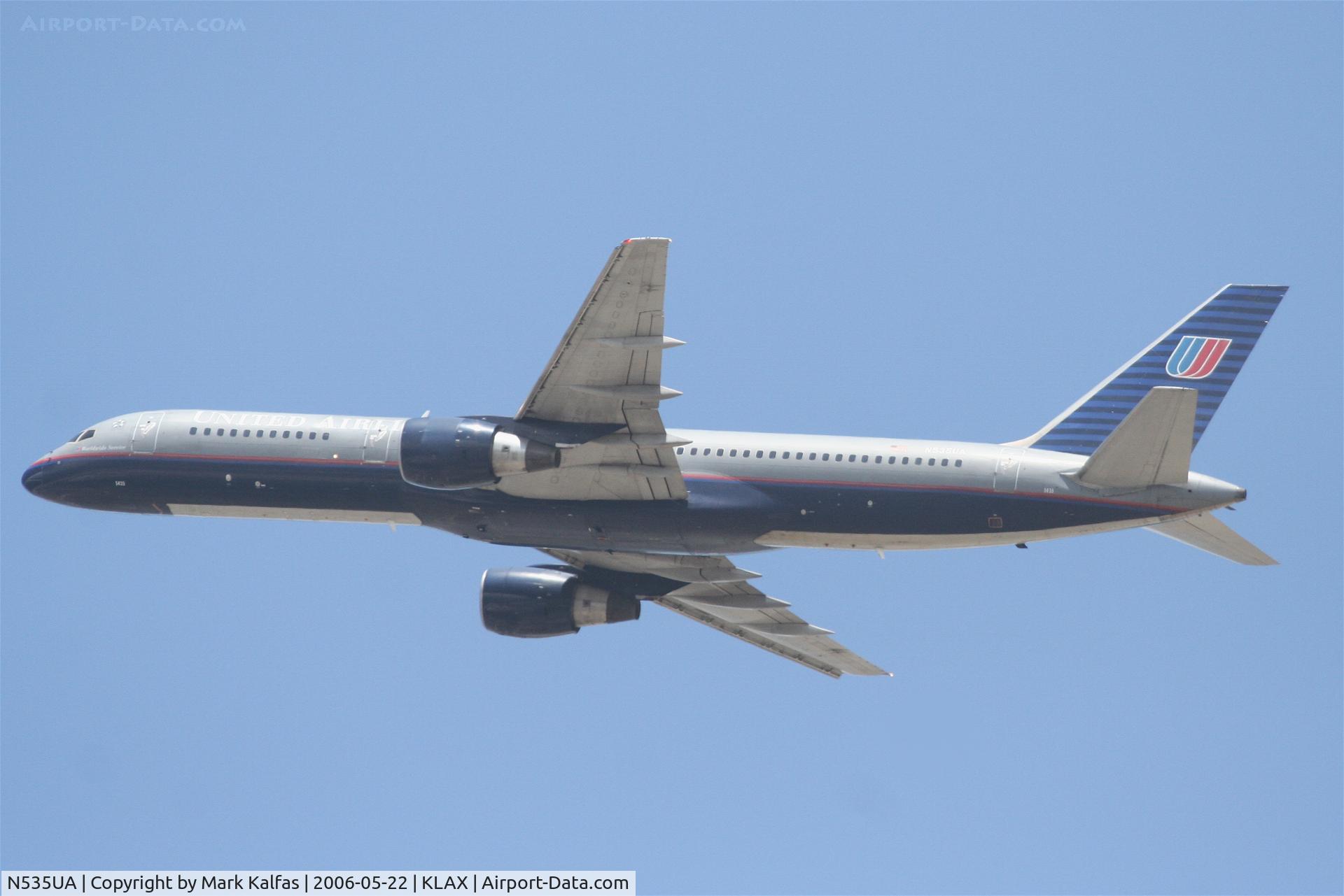 N535UA, 1991 Boeing 757-222 C/N 25130, United Airlines Boeing 757-222, N535UA departs KLAX RWY 25R