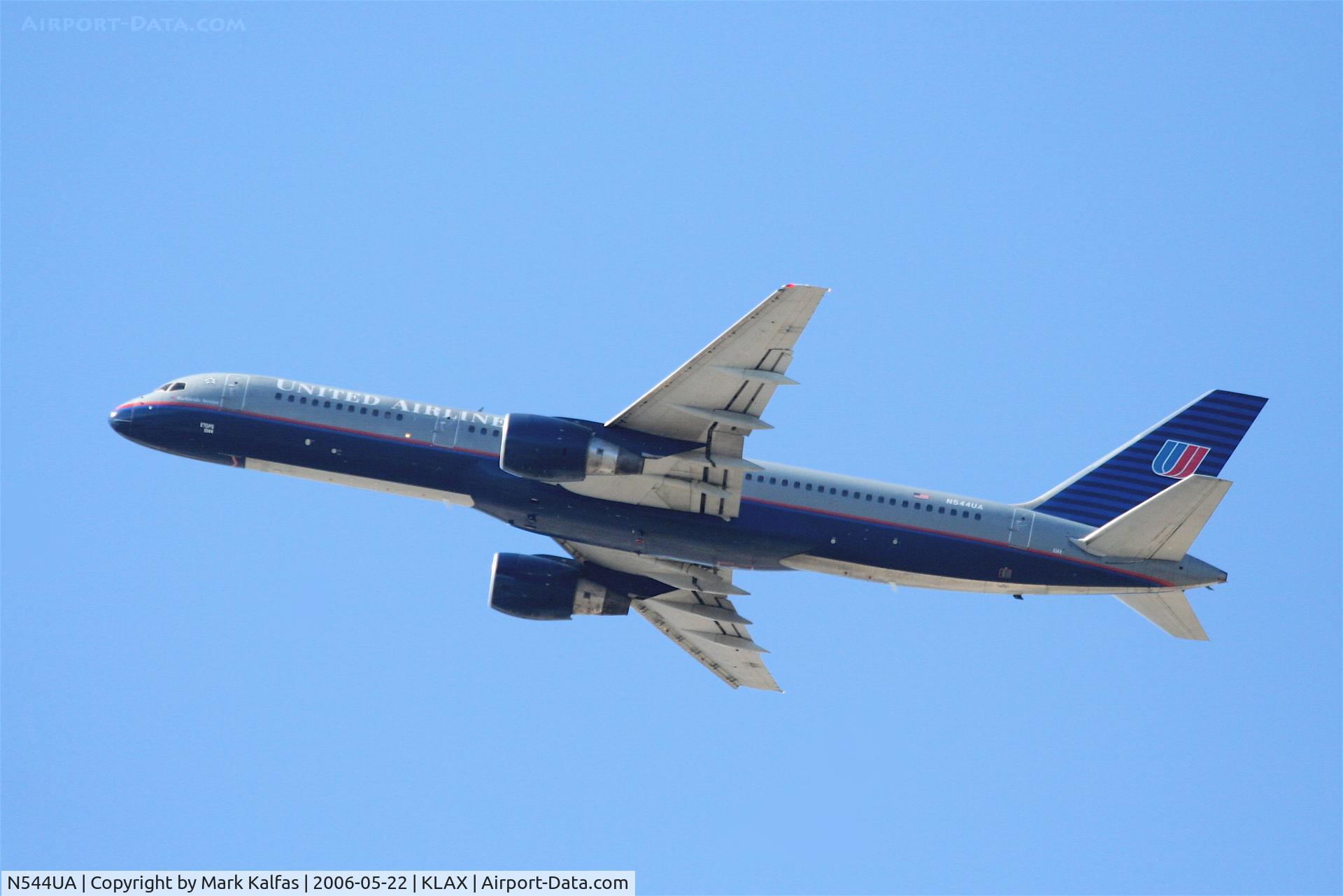 N544UA, 1991 Boeing 757-222 C/N 25322, United Airlines Boeing 757-222, N544UA departs KLAX RWY 25R