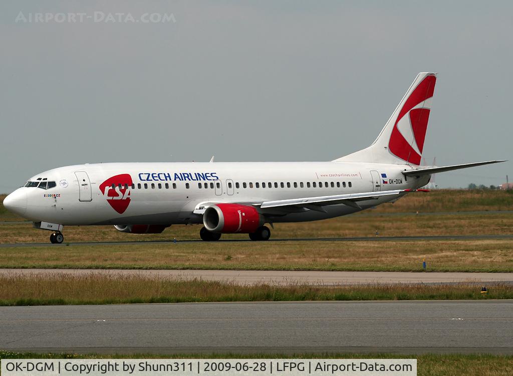 OK-DGM, 1998 Boeing 737-45S C/N 28473, Taxiing for departure in new c/s