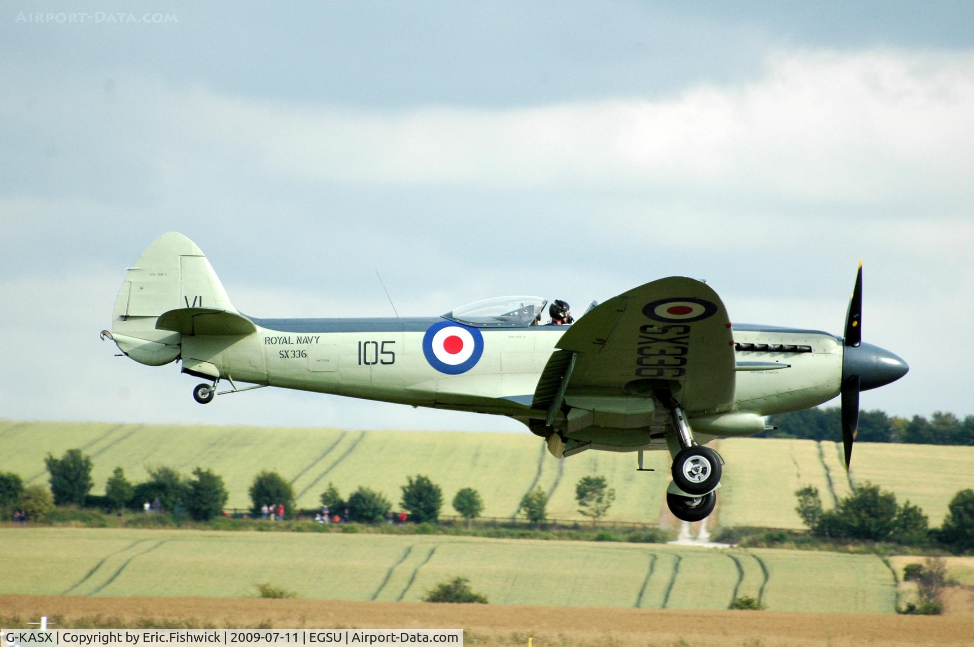 G-KASX, 1946 Supermarine 395 Seafire F.XVII C/N FLWA 25488, 42. SX336 at Duxford Flying Legends Air Show July 09