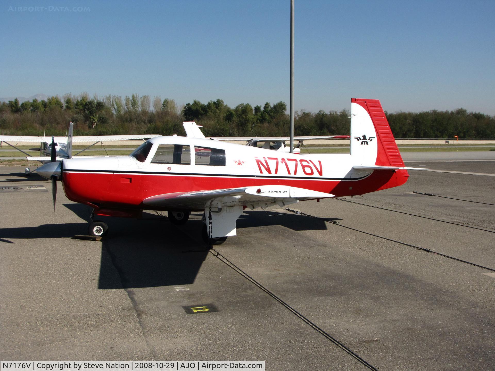 N7176V, 1974 Mooney M20E C/N 21-0056, 1974 Mooney M20E in new colors @ photographer-friendly Corona Municipal, CA