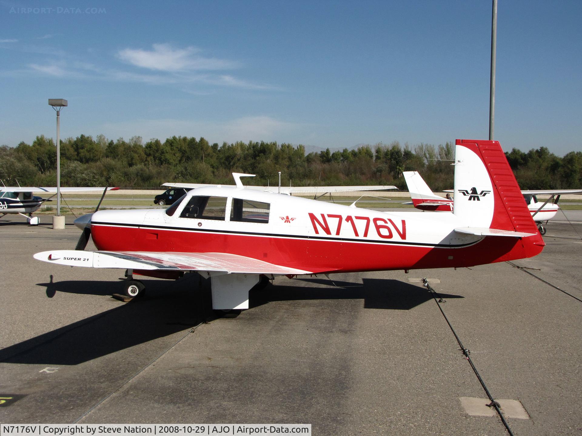 N7176V, 1974 Mooney M20E C/N 21-0056, 1974 Mooney M20E in new colors @ photographer-friendly Corona Municipal, CA