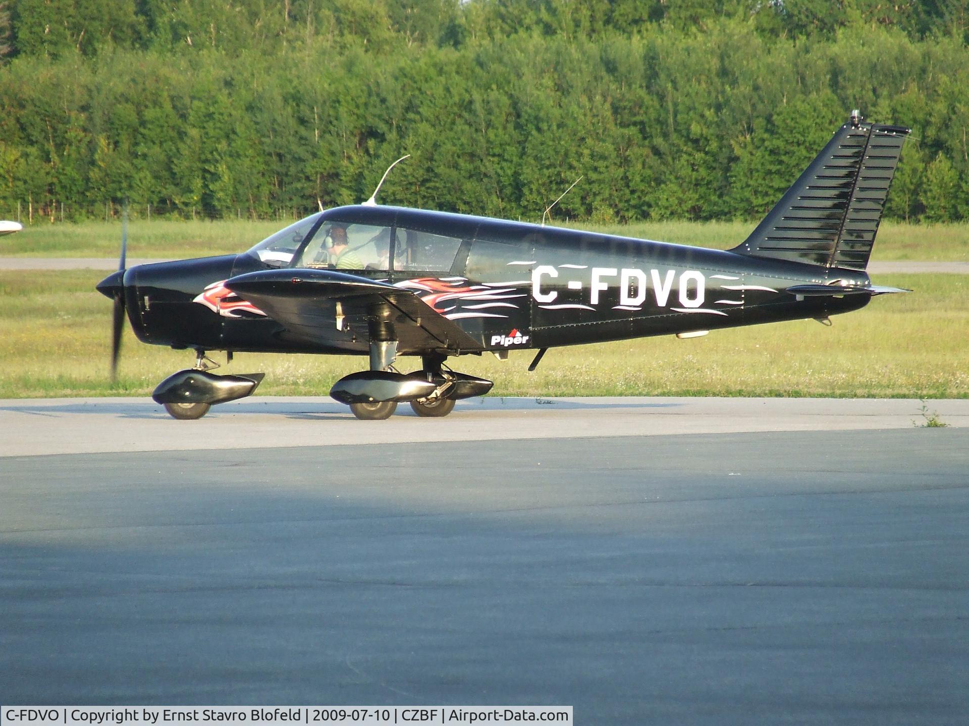 C-FDVO, 1968 Piper PA-28-140 Cherokee C/N 28-25145, Black Piper plane with flames design, model PA-28-140, built in 1968