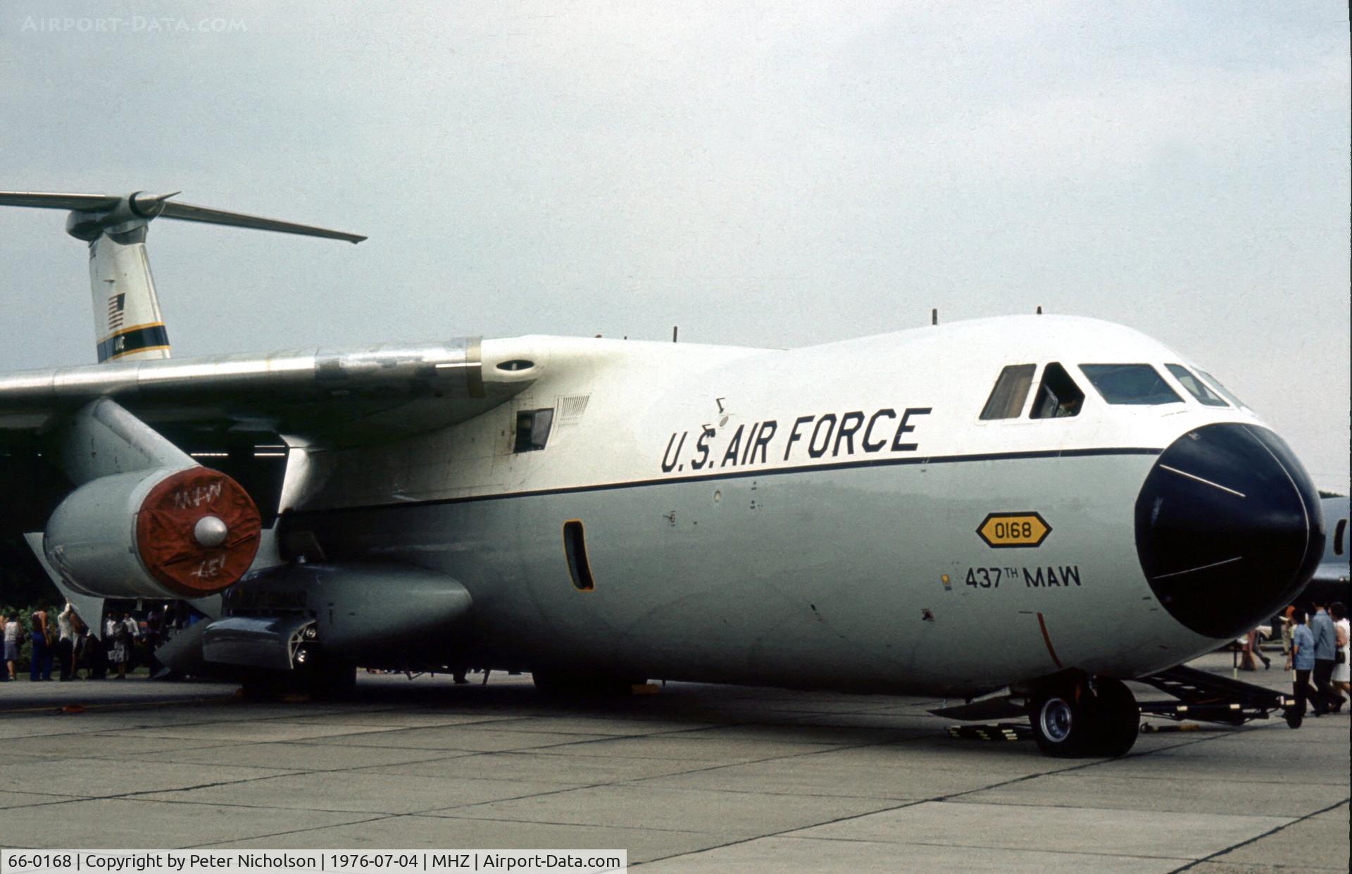 66-0168, 1966 Lockheed C-141A Starlifter C/N 300-6194, C-141A Starlifter of 437th Military Airlift Wing at the 1976 Mildenhall Air Fete.