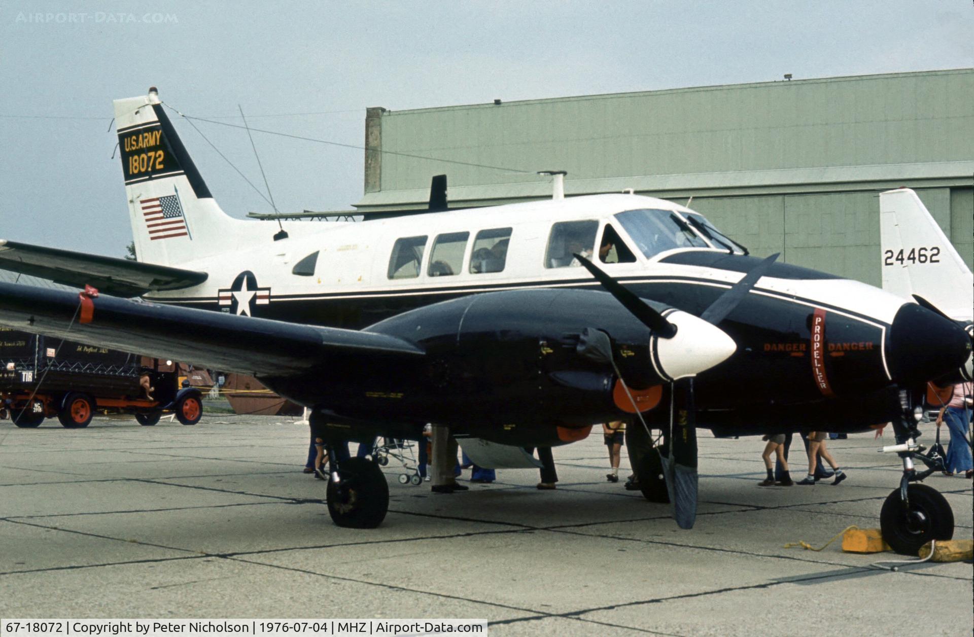 67-18072, 1967 Beech U-21A Ute C/N LM-73, US Army U-21A Ute on display at the 1976 Mildenhall Air Fete.