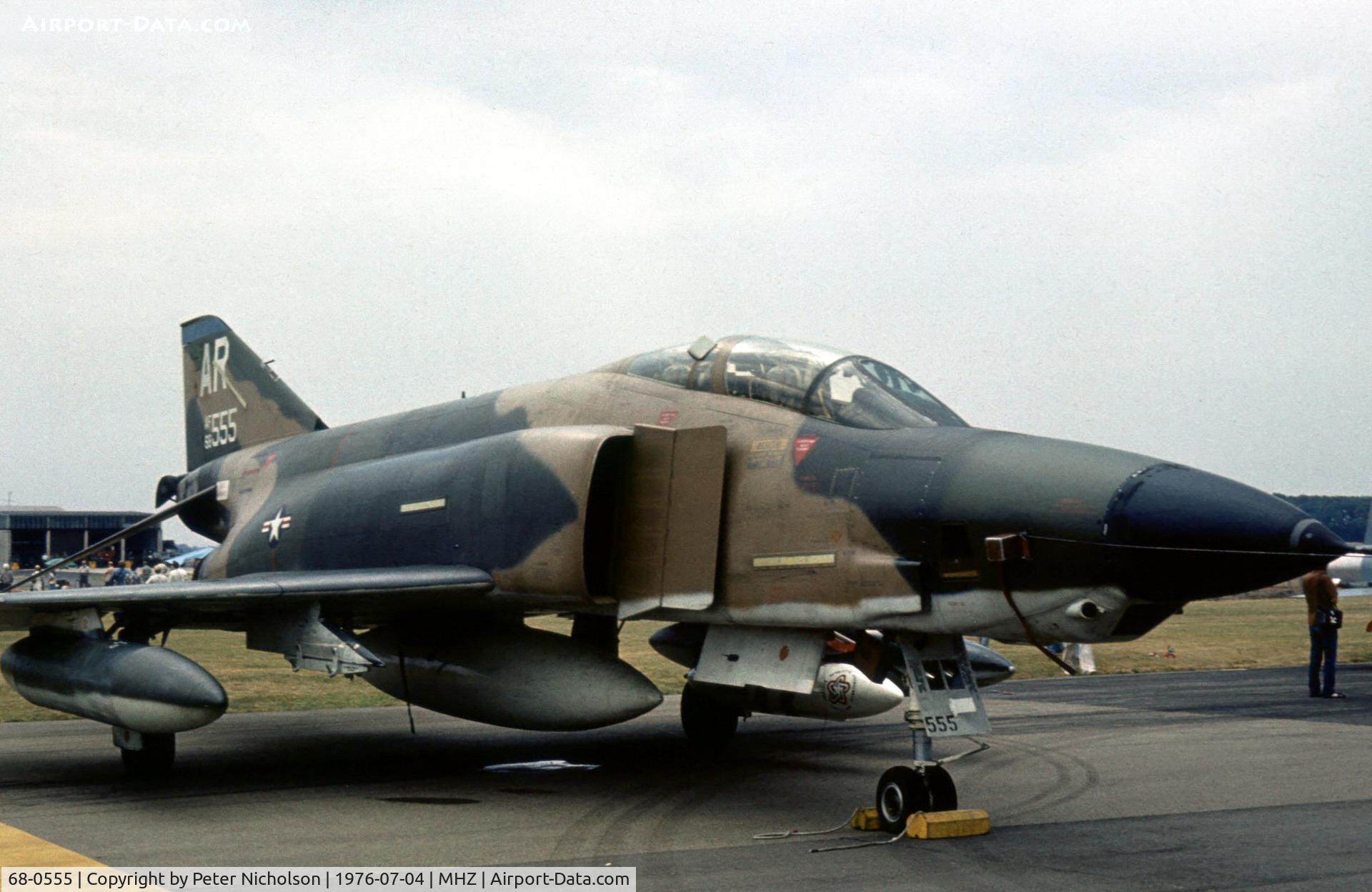 68-0555, 1968 McDonnell Douglas RF-4C Phantom II C/N 3380, RF-4C Phantom of the 10th Tactical Reconnaissance Wing on display at the 1976 Mildenhall Air Fete.