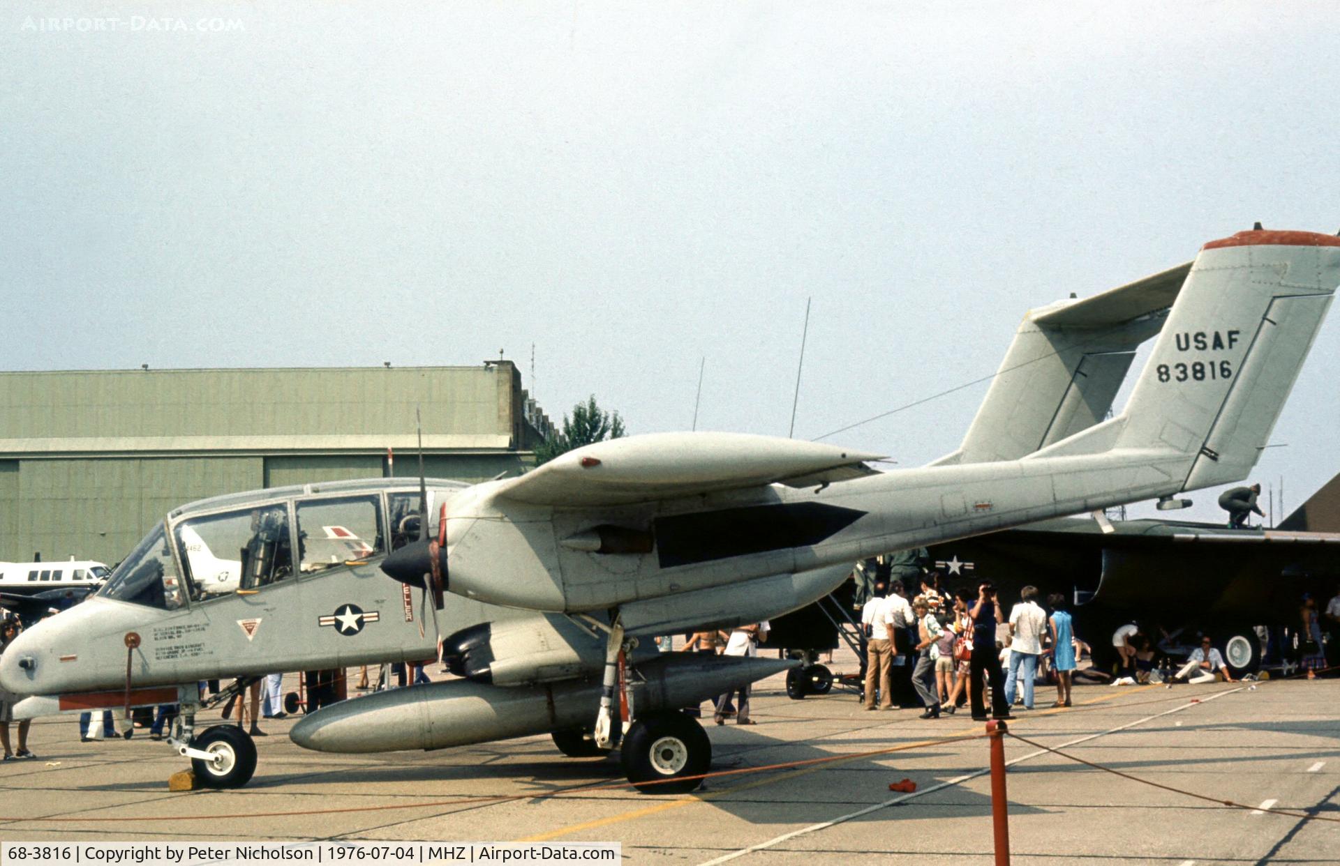 68-3816, 1968 North American Rockwell OV-10A Bronco C/N 321-142, OV-10A Bronco of the 601st Tactical Control Wing on display at the 1976 Mildenhall Air Fete.
