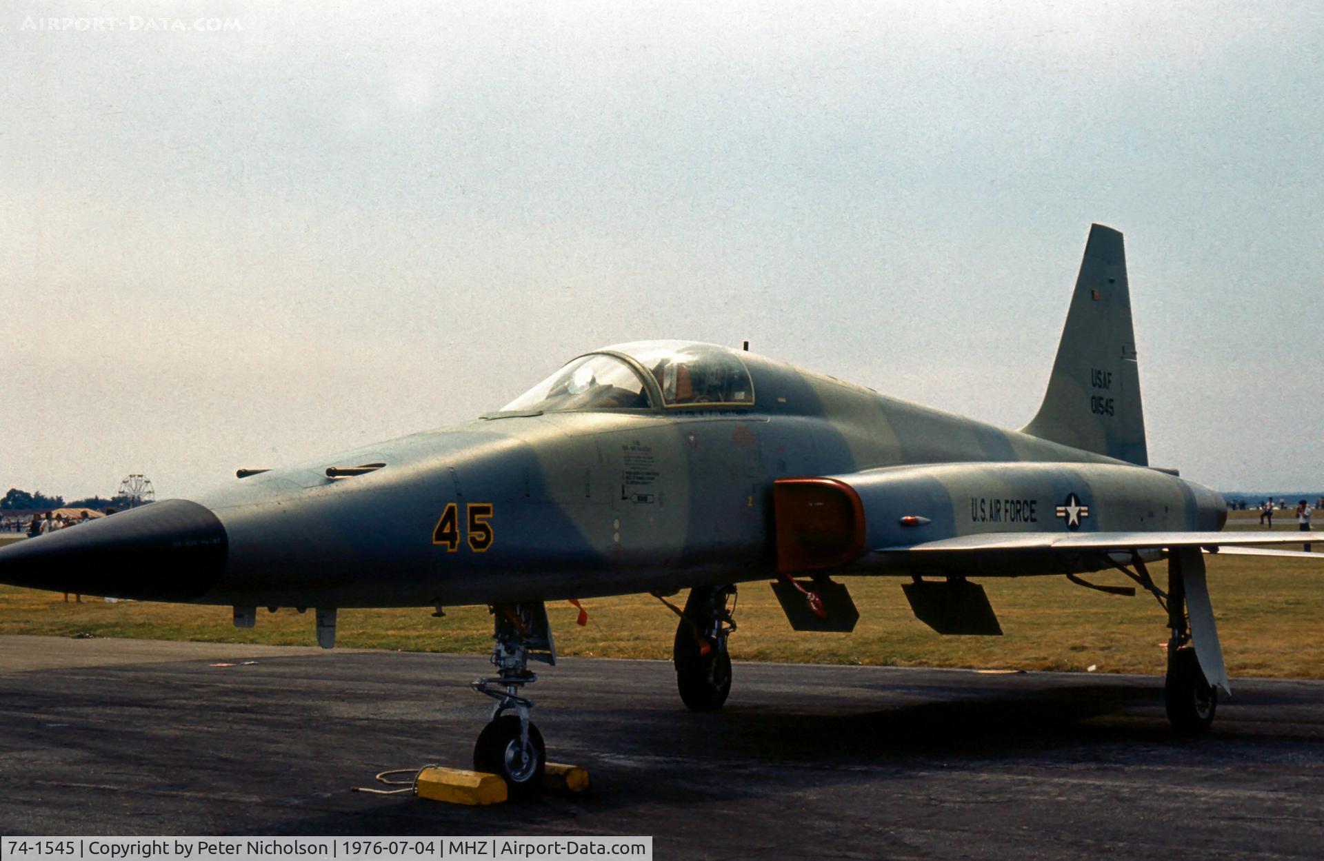 74-1545, 1974 Northrop F-5E Tiger II C/N R.1203, Another view of the Aggressor F-5E Tiger II on display at the 1976 Mildenhall Air Fete.