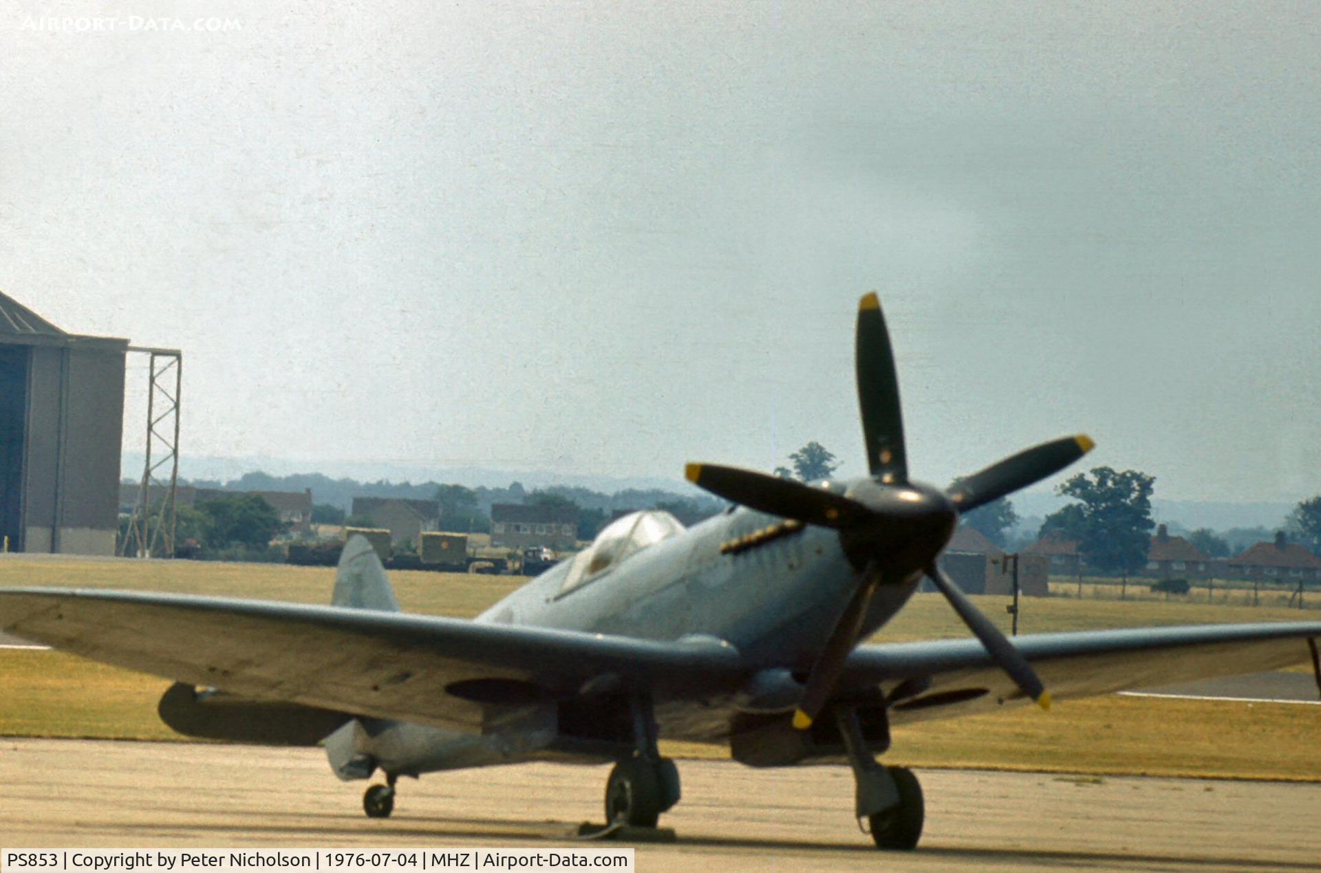 PS853, 1945 Supermarine 389 Spitfire PR.XIX C/N 6S/594677, Spitfire PR.XIX of the Battle of Britain Memorial Flight at the 1976 Mildenhall Air Fete.