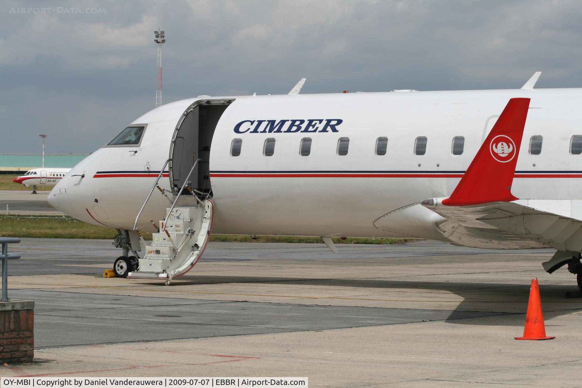 OY-MBI, 2000 Canadair CRJ-200LR (CL-600-2B19) C/N 7436, parked on General Aviation apron (Abelag)