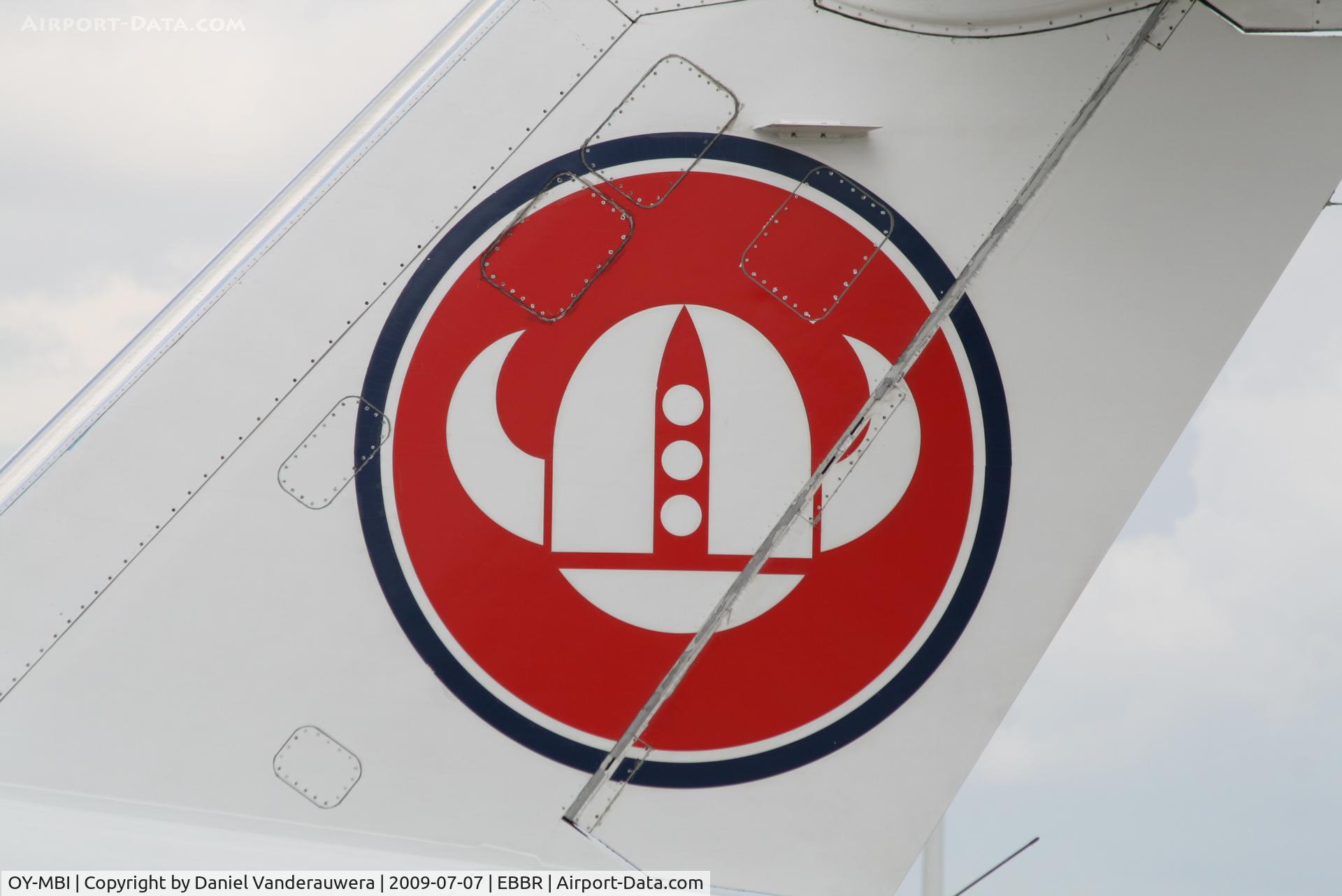 OY-MBI, 2000 Canadair CRJ-200LR (CL-600-2B19) C/N 7436, parked on General Aviation apron (Abelag)