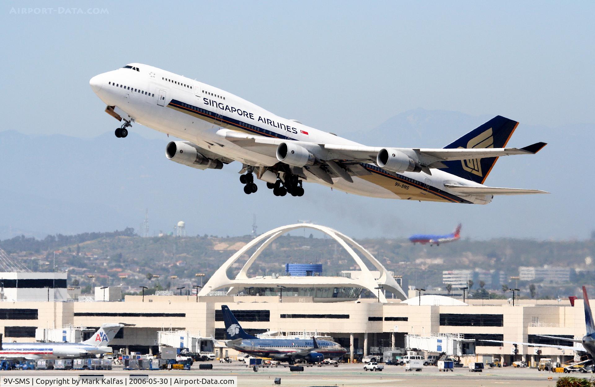 9V-SMS, 1993 Boeing 747-412 C/N 27134, Singapore 747-412, 9V-SMS departing 25L KLAX