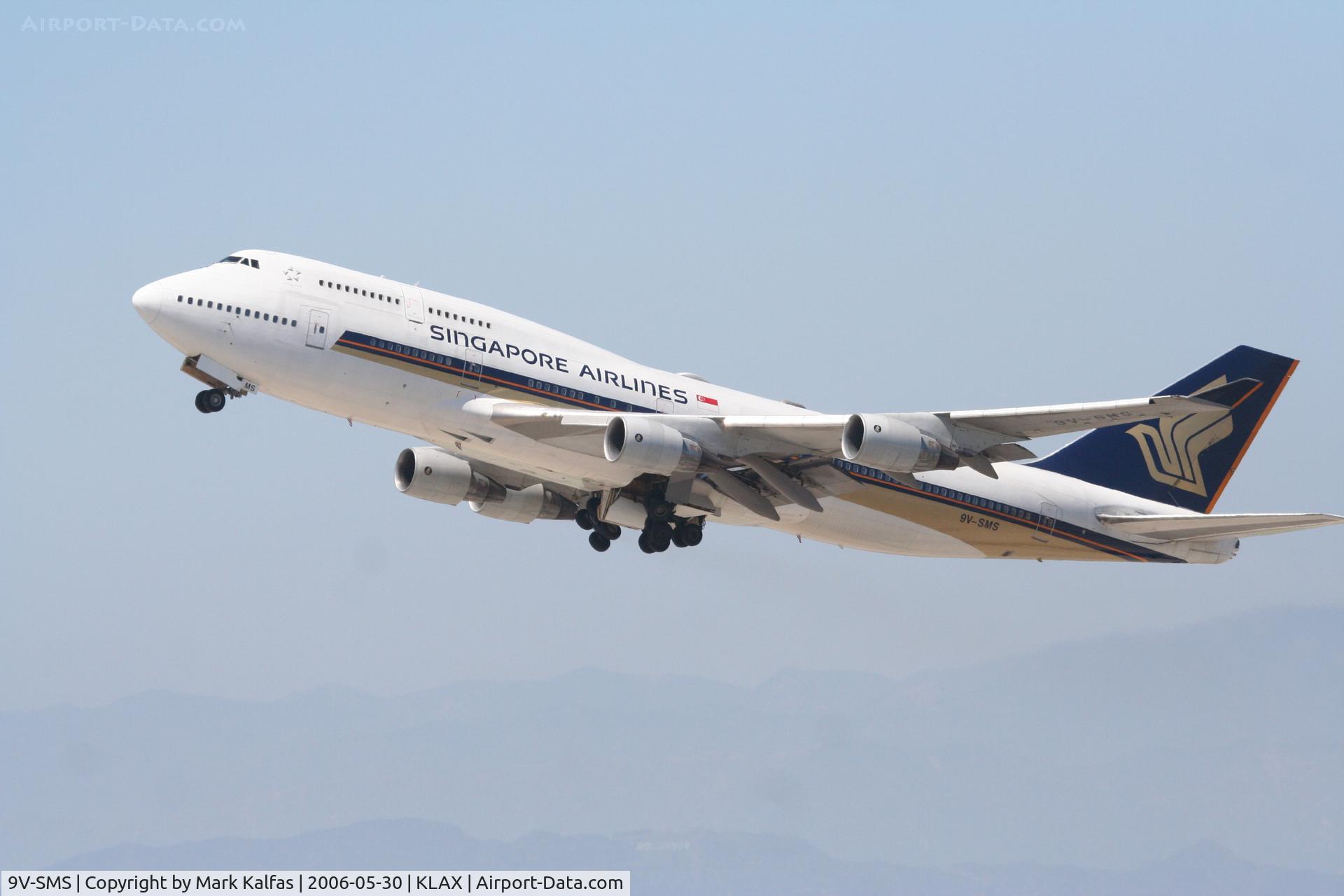 9V-SMS, 1993 Boeing 747-412 C/N 27134, Singapore 747-412, 9V-SMS departing 25L KLAX