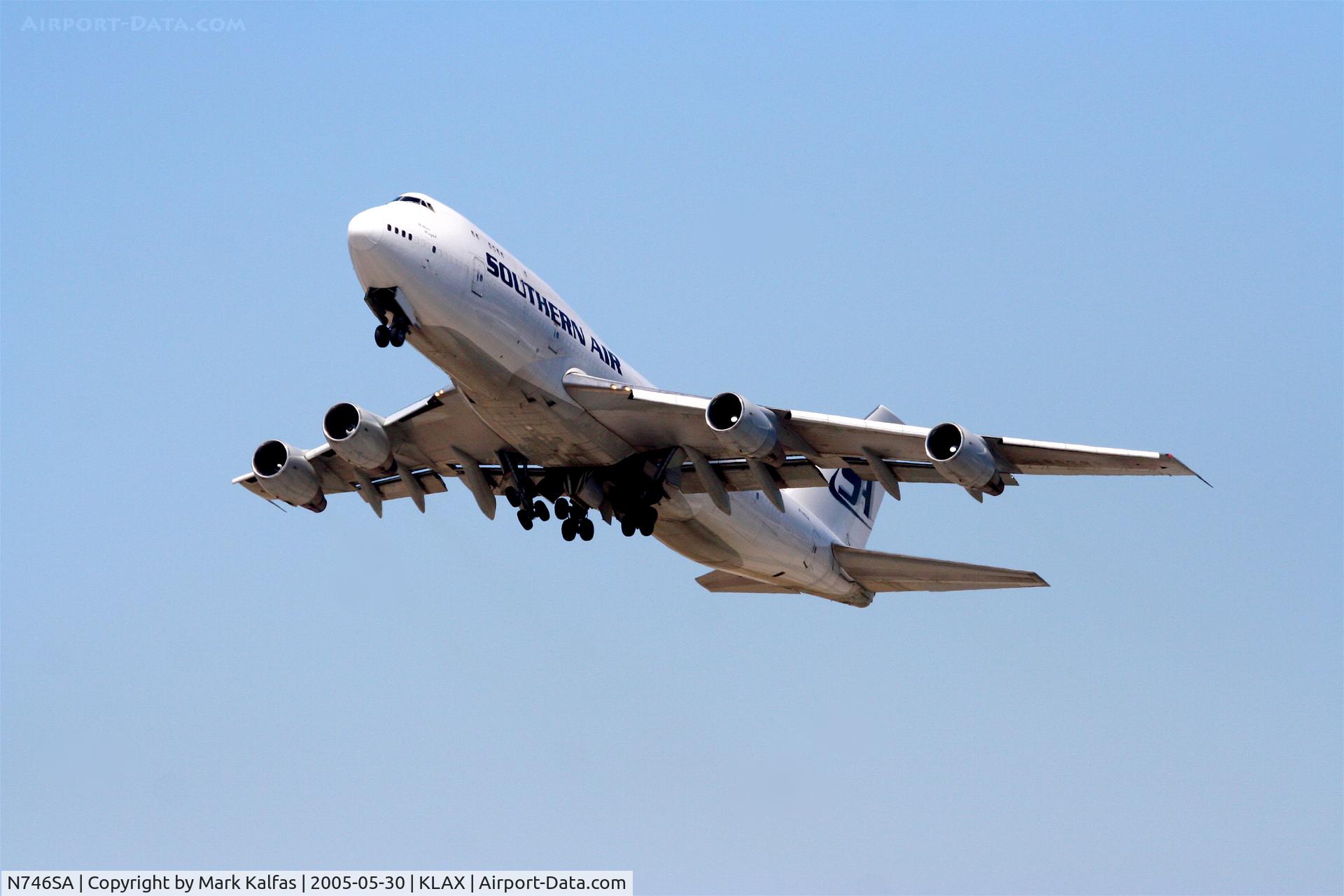 N746SA, 1975 Boeing 747-206B C/N 21111, Southern Air Transport Boeing 747-206B, N746SA departs on 25L KLAX