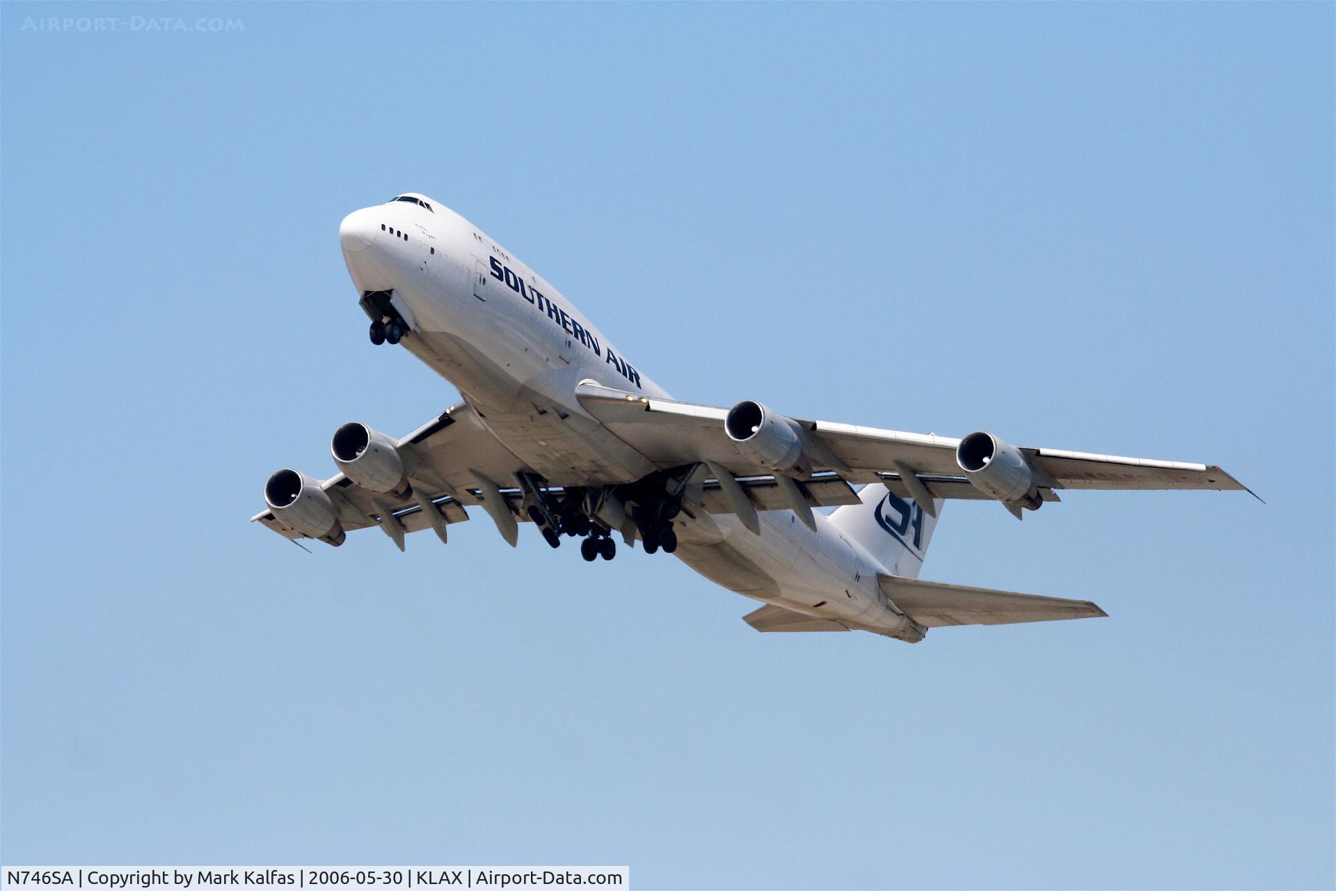 N746SA, 1975 Boeing 747-206B C/N 21111, Southern Air Transport Boeing 747-206B, N746SA departs on 25L KLAX