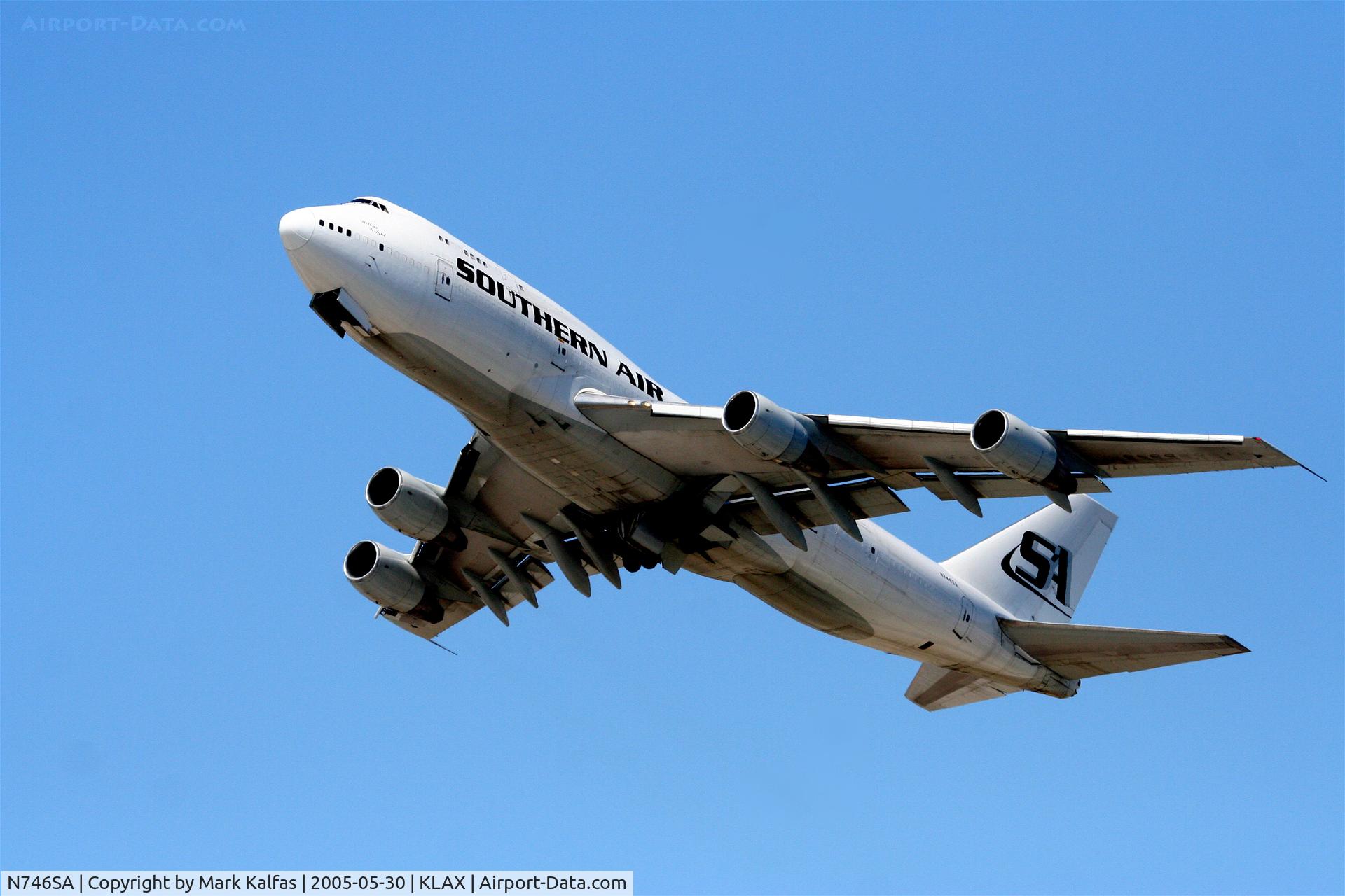 N746SA, 1975 Boeing 747-206B C/N 21111, Southern Air Transport Boeing 747-206B, N746SA departs on 25L KLAX