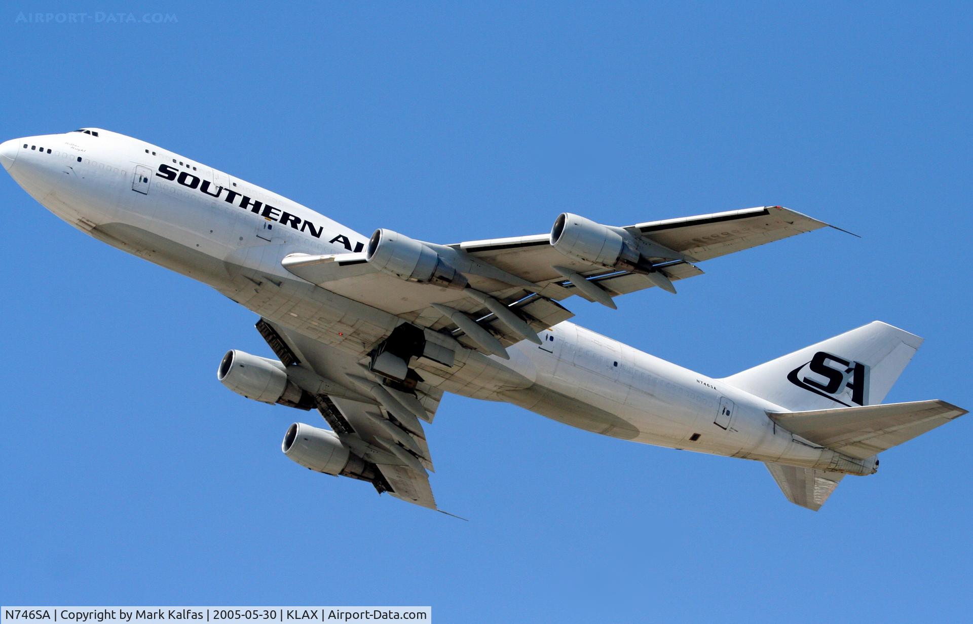 N746SA, 1975 Boeing 747-206B C/N 21111, Southern Air Transport Boeing 747-206B, N746SA departs on 25L KLAX