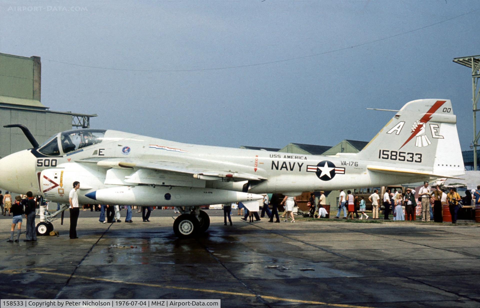 158533, Grumman A-6E Intruder C/N I-516, A-6E Intruder of Attack Squadron VA-176 aboard USS America at the 1976 Mildenhall Air Fete.