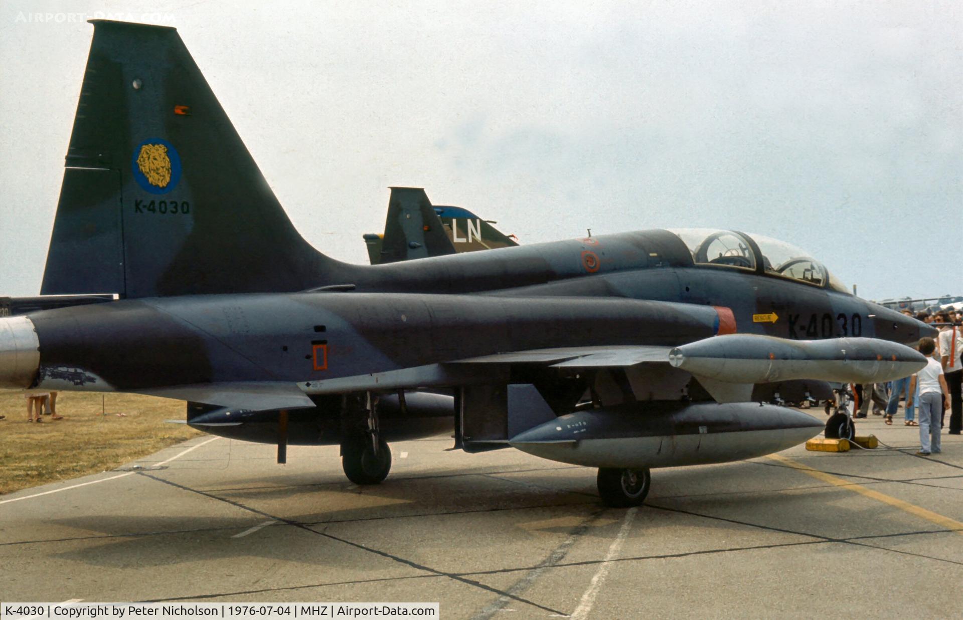 K-4030, 1971 Canadair NF-5B Freedom Fighter C/N 4030, NF-5B of 315 Squadron Royal Netherlands Air Force at the 1976 Mildenhall Air Fete.