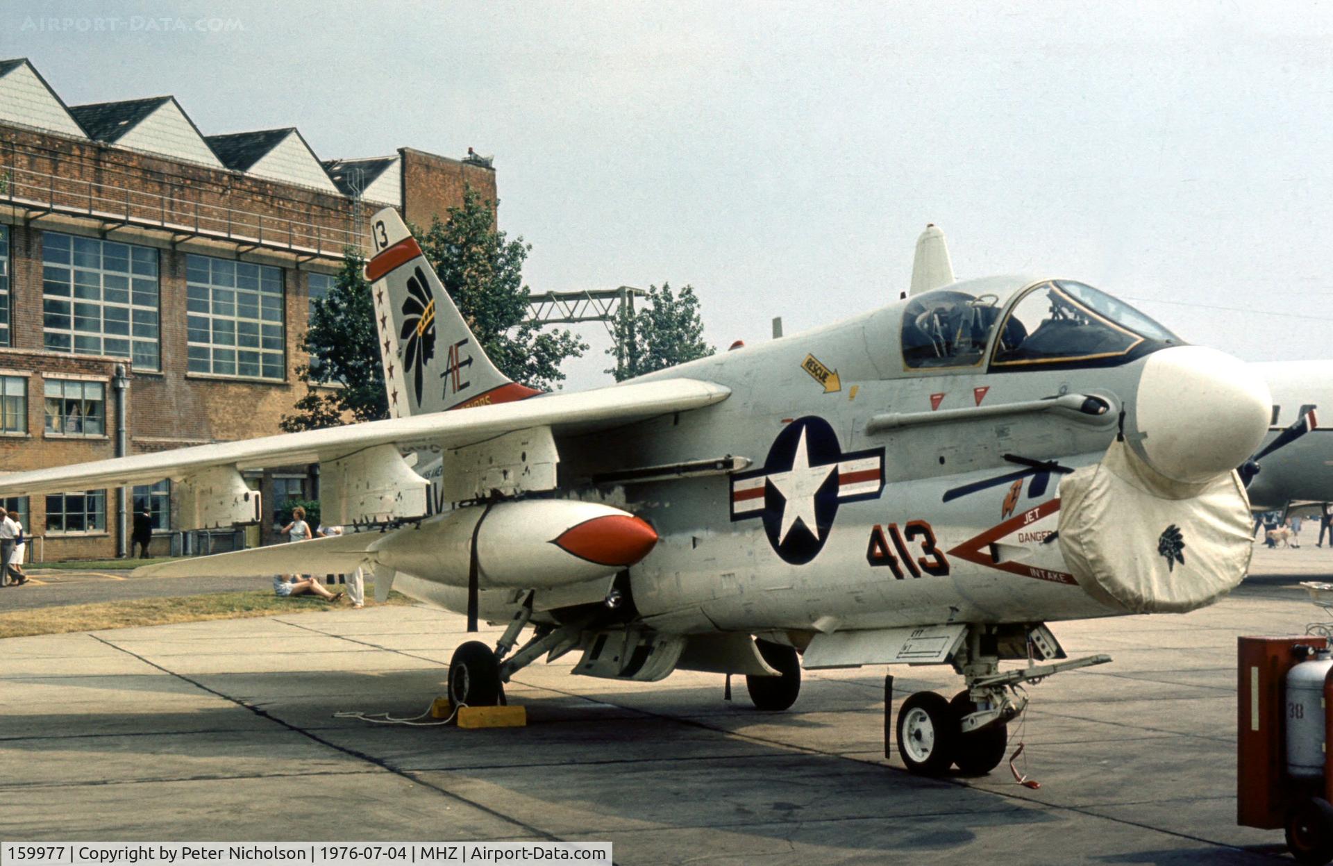 159977, LTV A-7E Corsair II C/N E-481, Another view of VA-87's Corsair on display at the 1976 Mildenhall Air Fete.