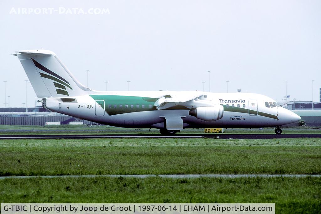 G-TBIC, 1984 British Aerospace BAe.146-200 C/N E2025, Short term lease for the 1997 summer season.