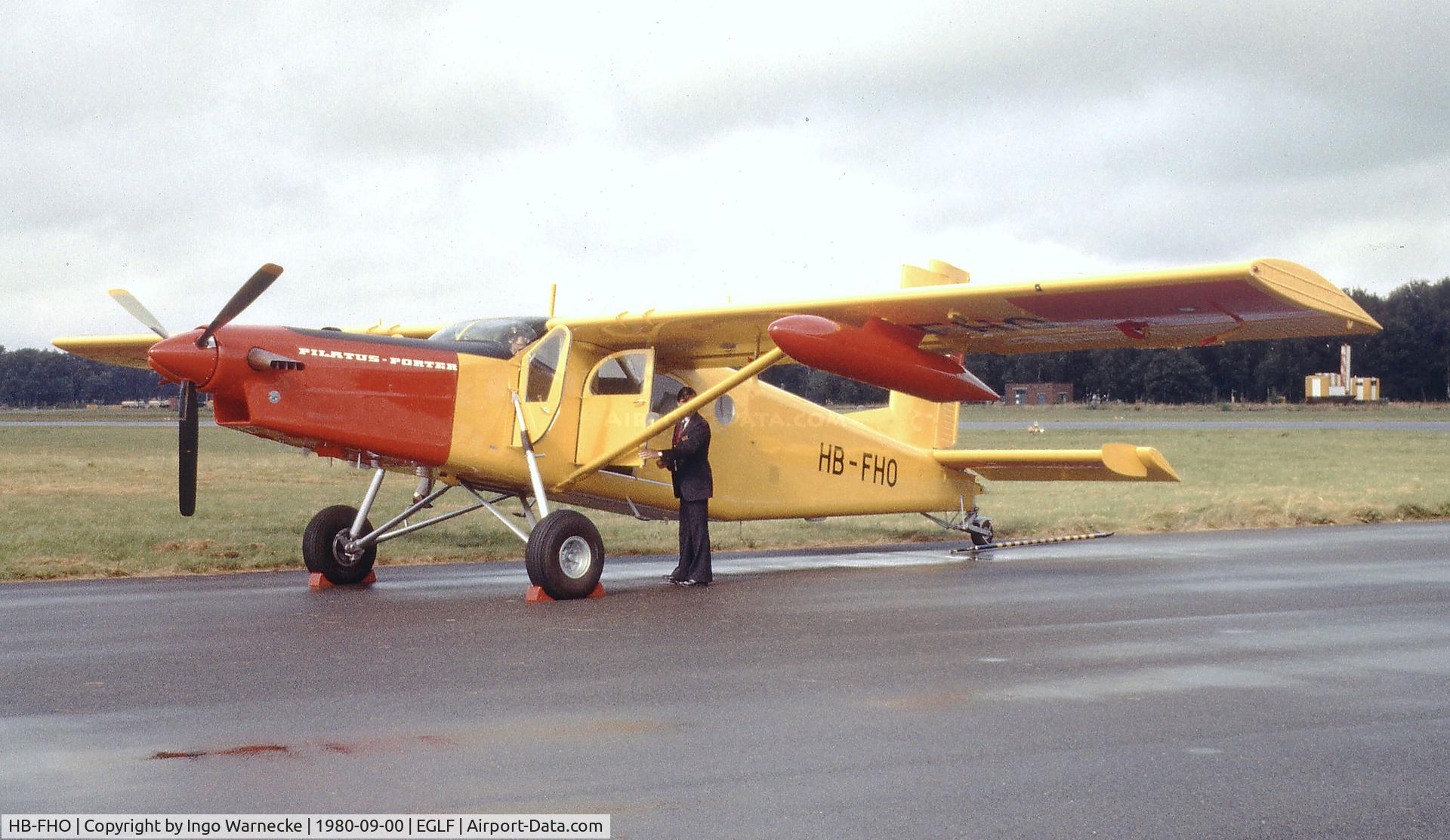 HB-FHO, Pilatus PC-6 C/N 809, Pilatus PC-6/B2-H4 Turbo Porter at Farnborough International 1980