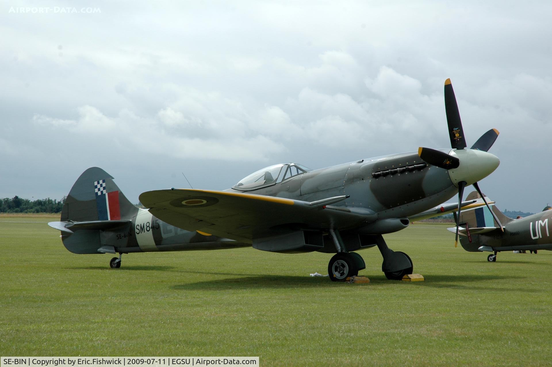 G-BUOS, 1945 Supermarine 394 Spitfire FR.XVIIIe C/N 6S/672224, SE-BIN (Formerly G-BUOS) at Duxford Flying Legends Air Show July 09