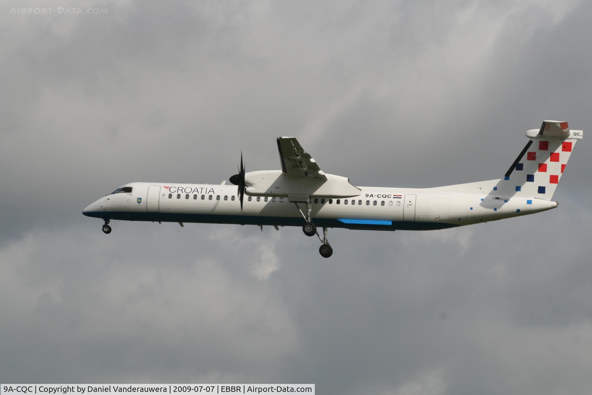 9A-CQC, 2009 De Havilland Canada DHC-8-402Q Dash 8 C/N 4258, arrival of flight OU456 to rwy 25L