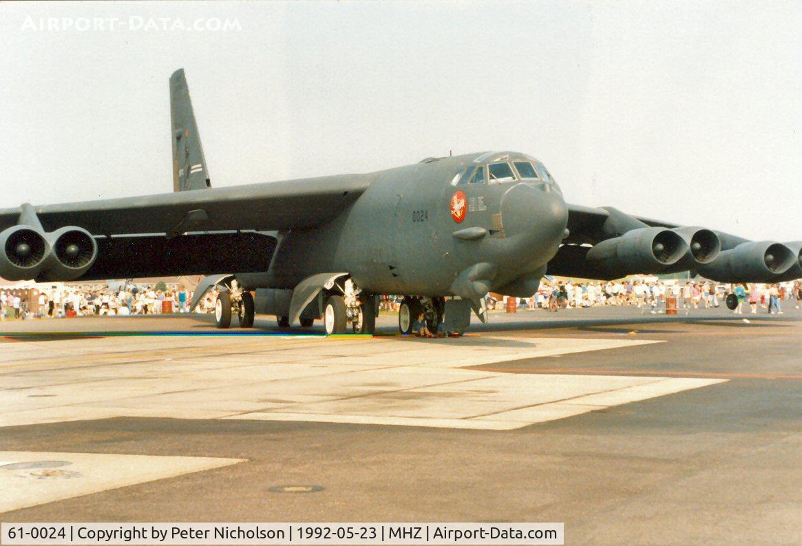 61-0024, 1961 Boeing B-52H Stratofortress C/N 464451, B-52H Stratofortress, callsign Havoc 40, and named I'll Be Seeing You of 668th Bomb Squadron/410th Wing at the 1992 Mildenhall Air Fete.