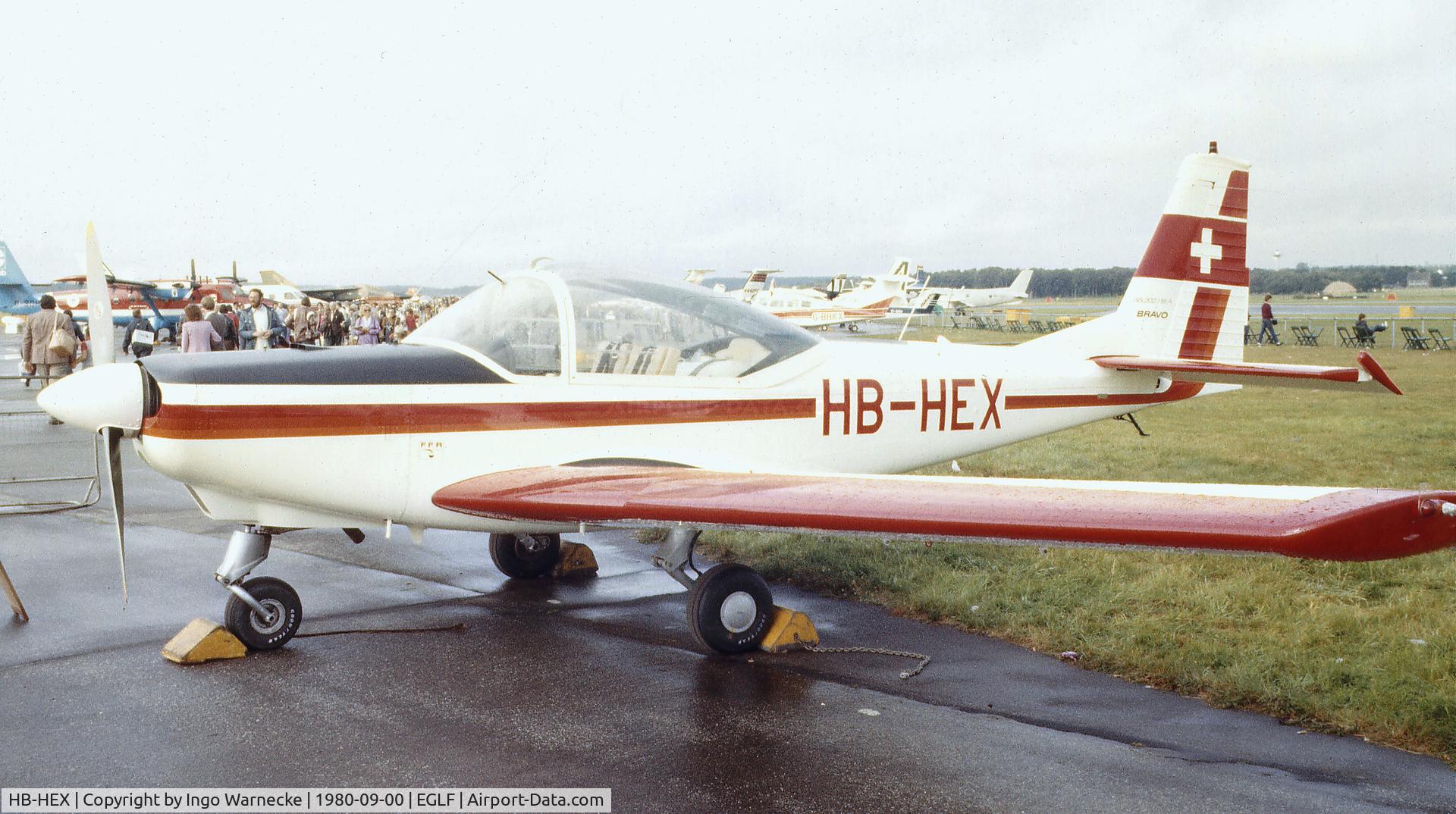 HB-HEX, FFA AS-202/18A Bravo C/N 026, FFA AS-202/18A Bravo at Farnborough International 1980