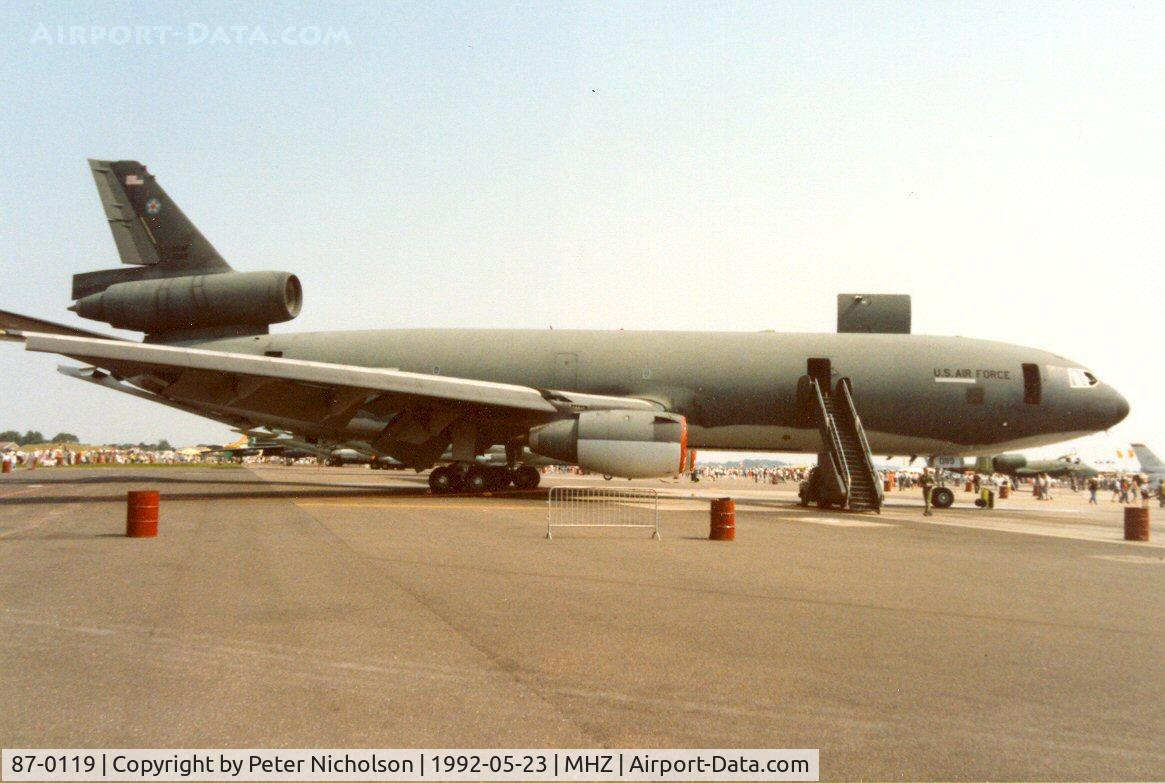 87-0119, 1987 McDonnell Douglas KC-10A Extender C/N 48305, KC-10A Extender of 6th Air Refuelling Squadron/22nd Air Refuelling Wing at the 1992 Mildenhall Air Fete.
