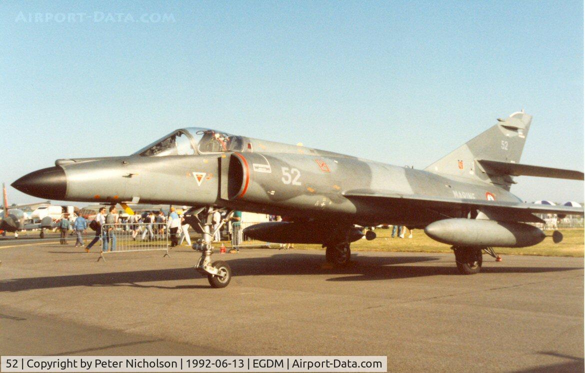 52, Dassault Super Etendard C/N 52, Super Etendard of 11 Flotille French Aeronavale at the 1992 Intnl Air Tattoo at Boscombe Down.