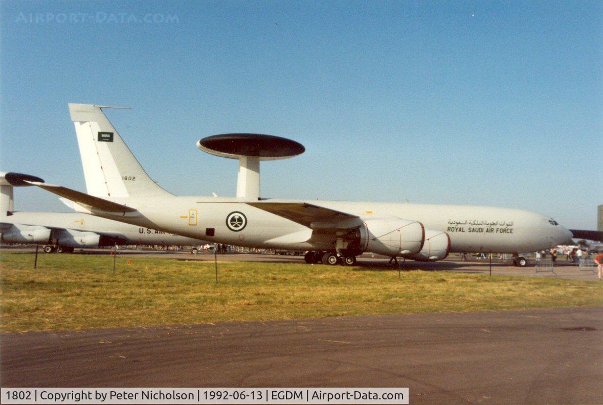 1802, 1986 Boeing E-3A Sentry C/N 23418, E-3A Sentry of 18 Squadron Royal Saudi Air Force at the 1992 Air Tournament International at Boscombe Down.