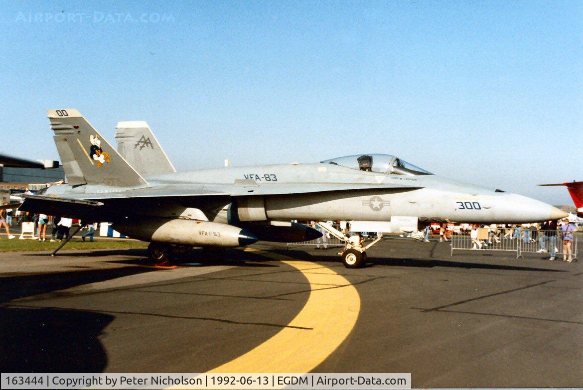 163444, 1987 McDonnell Douglas F/A-18C Hornet C/N 0648/C015, F/A-18C Hornet of VFA-83 at the 1992 Intnl Air Tattoo at Boscombe Down.