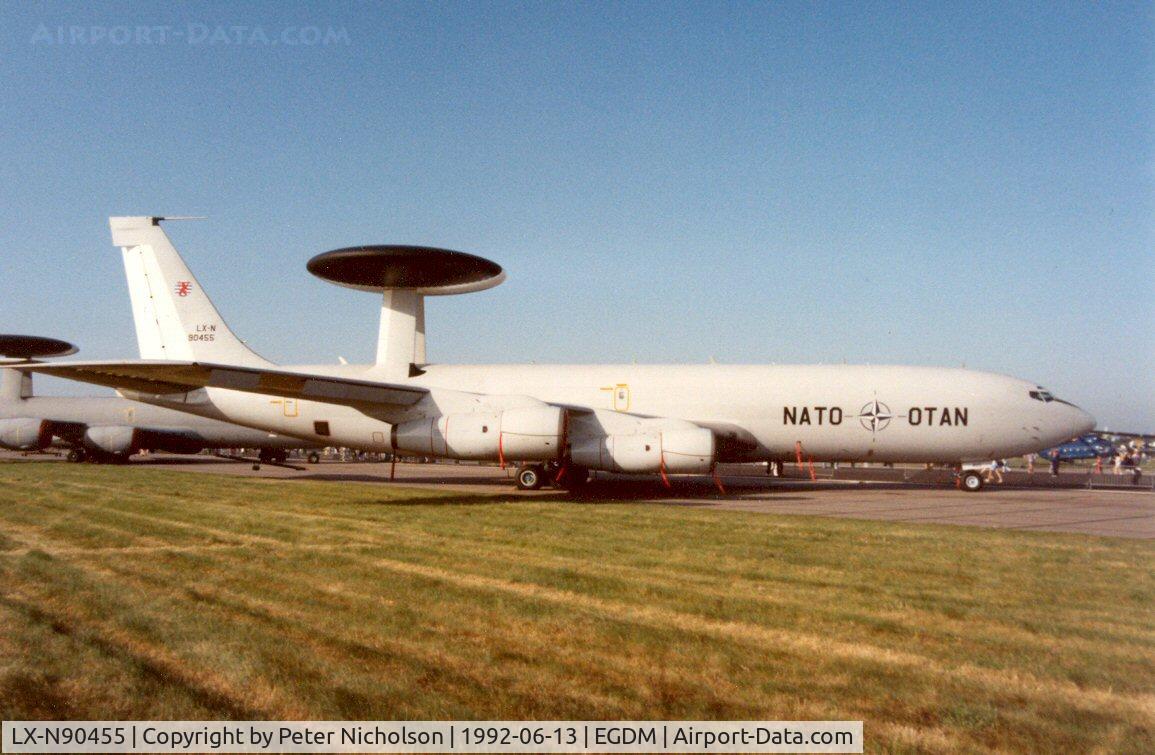 LX-N90455, 1984 Boeing E-3A Sentry C/N 22850, E-3A Sentry, callsign Embassy 09, of the NATO Airborne Early Warning Force at the 1992 Intnl Air Tattoo at Boscombe Down.