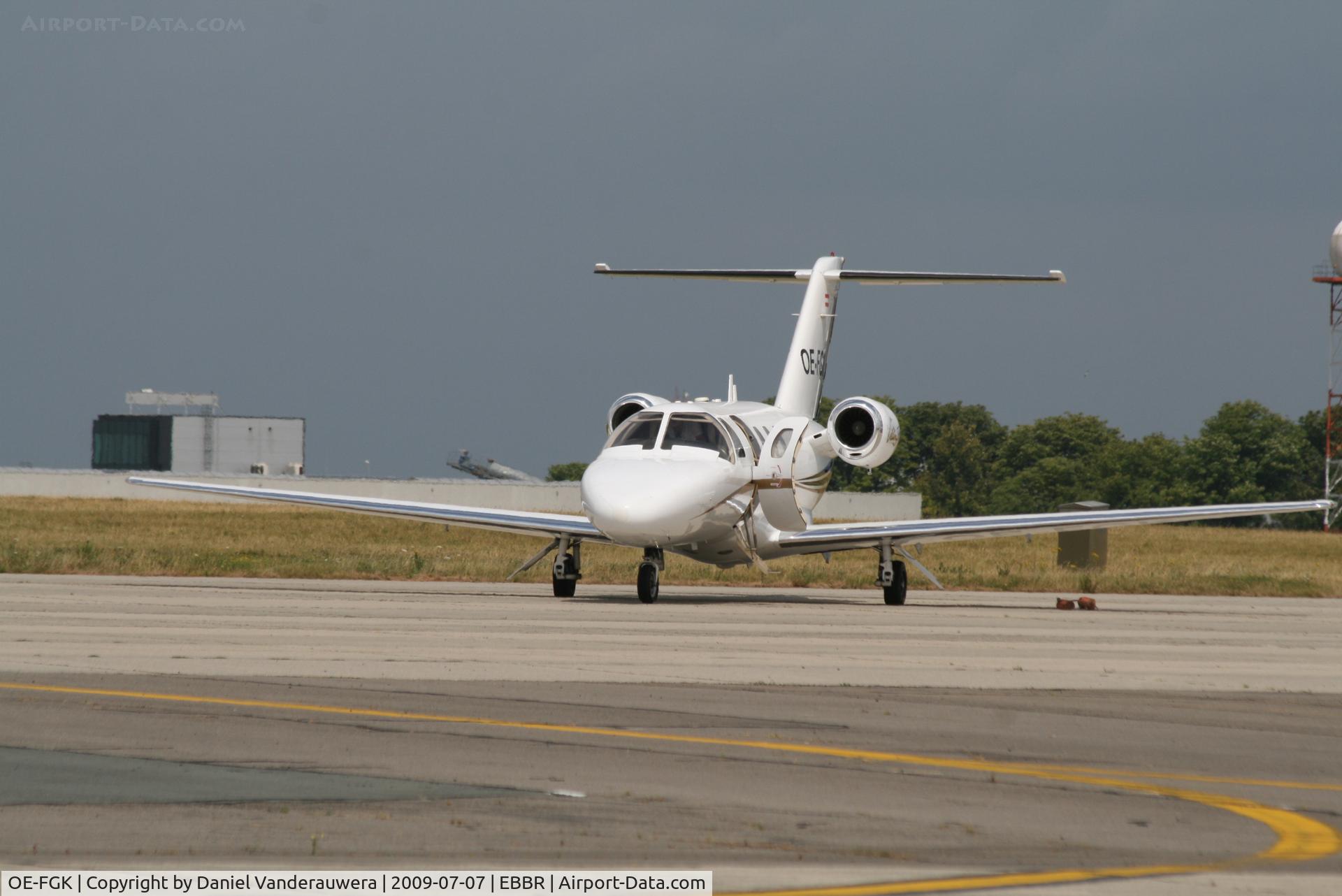 OE-FGK, 1999 Cessna 525 Citationjet C/N 525-0331, parked on General Aviation apron (Abelag)